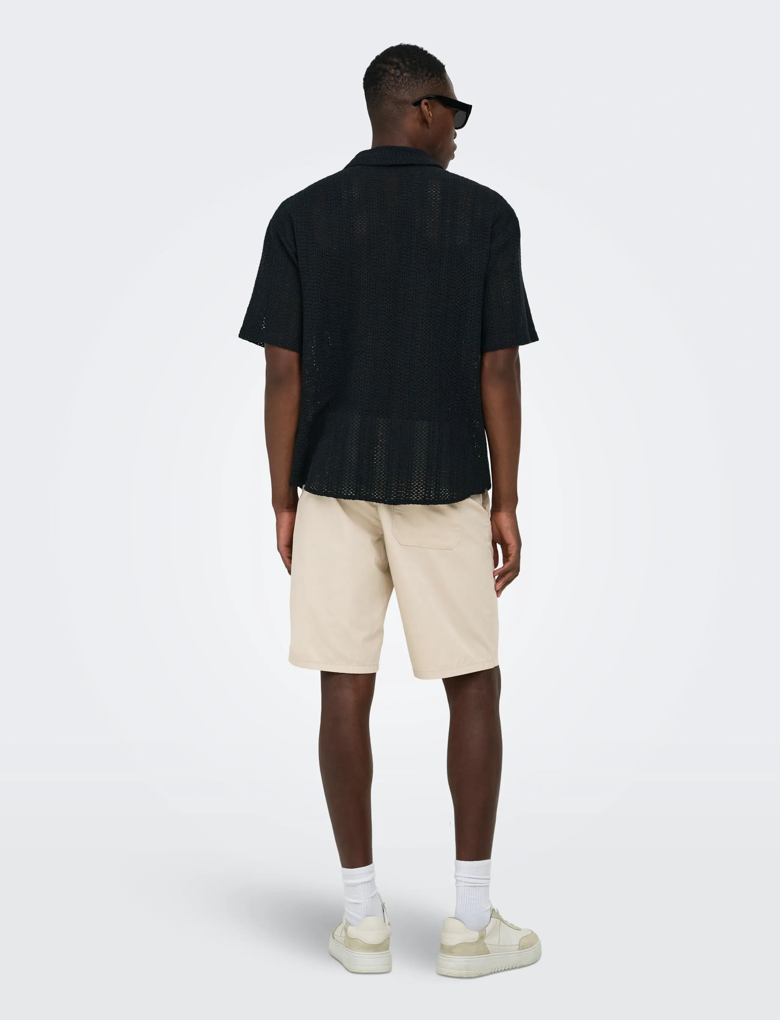 ONLY & SONS - ONSDANI CROCHET SS SHIRT NOOS - chemises à manches courtes - jet black - 3