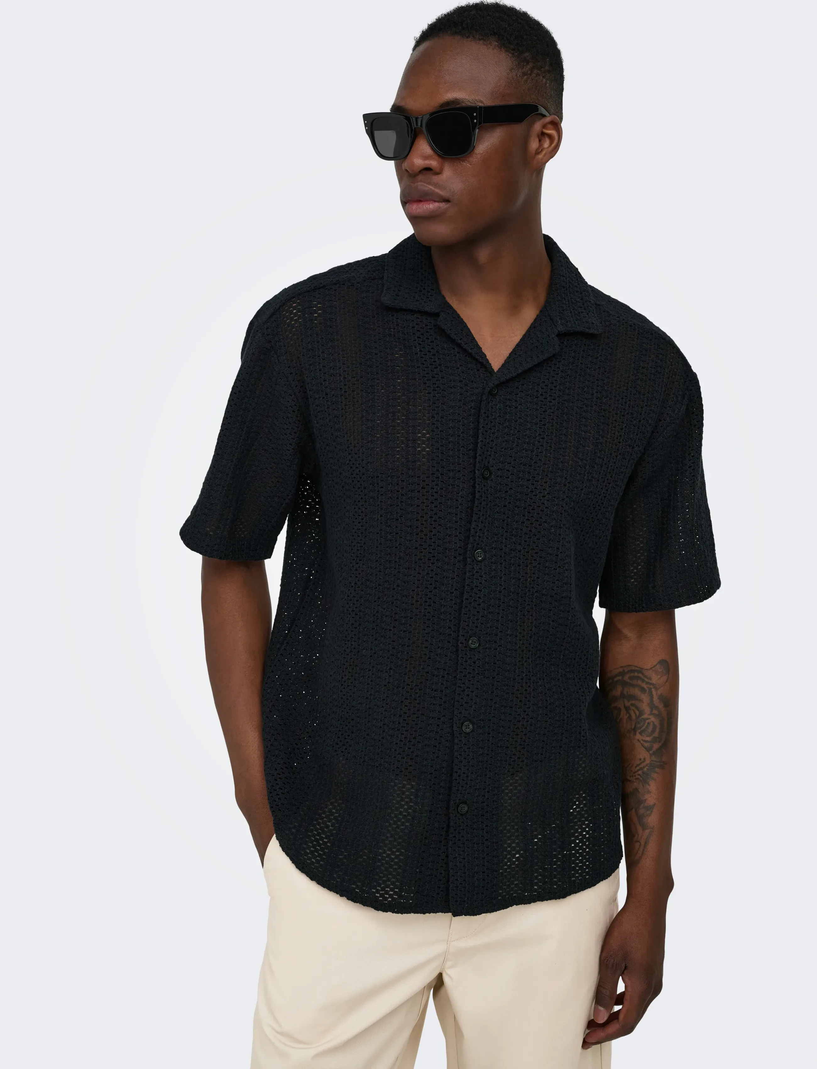 ONLY & SONS Onsdani Crochet Ss Shirt kortärmade skjortor herr – bild 6