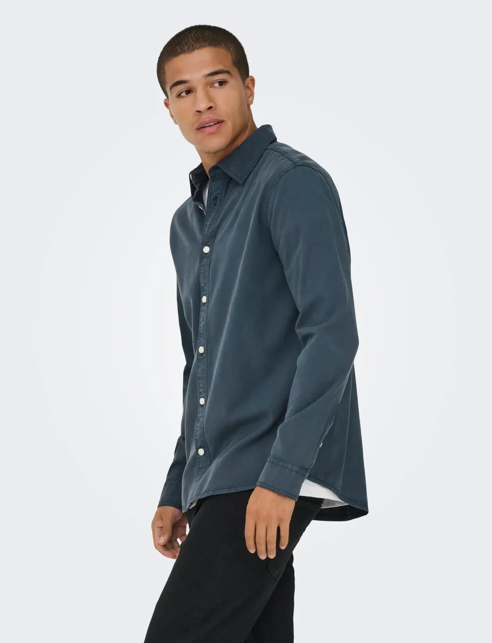 ONLY & SONS - ONSOTTO REG PEACH FINISH LS SHIRT - casual skjorter - blue nights - 0