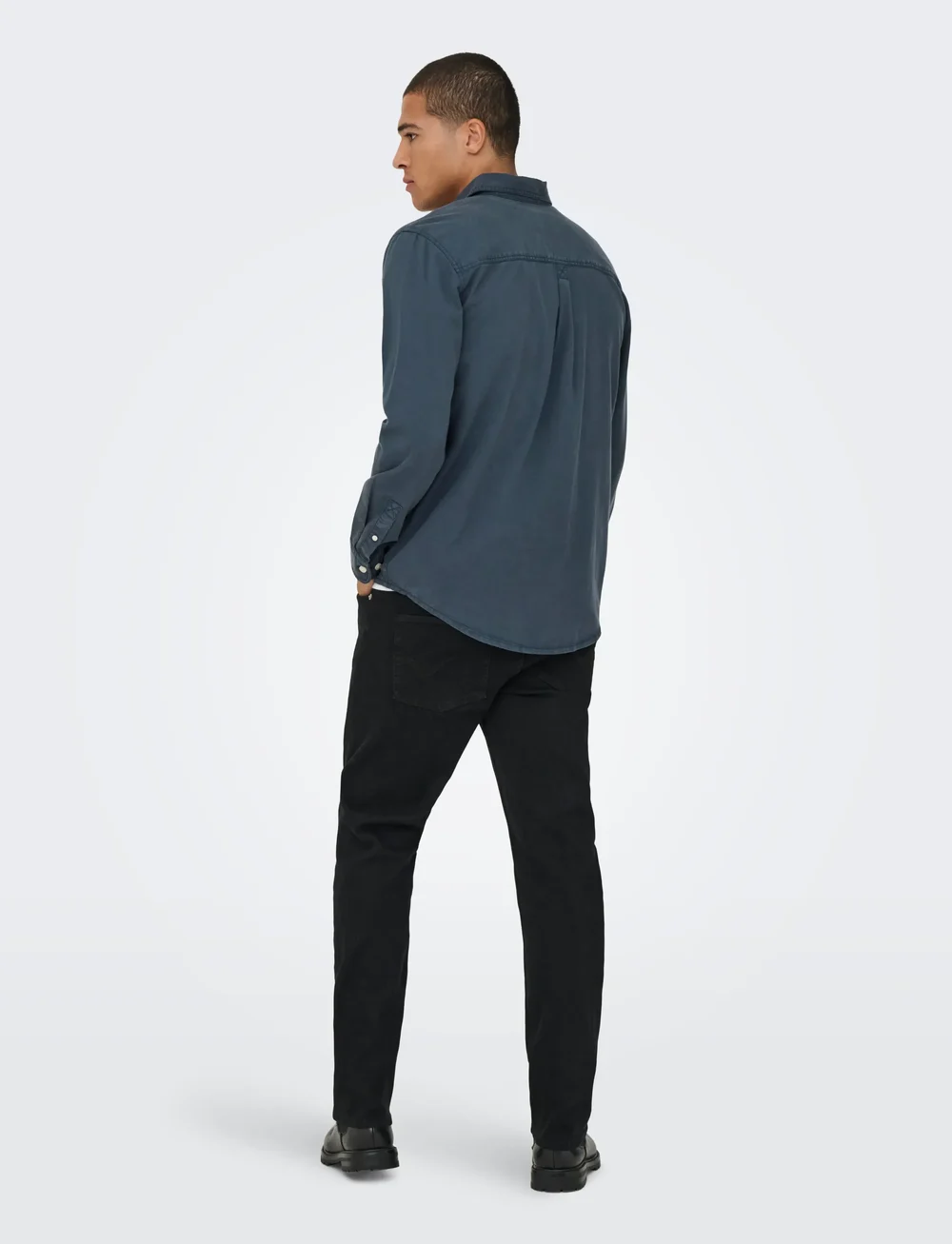 ONLY & SONS - ONSOTTO REG PEACH FINISH LS SHIRT - casual skjorter - blue nights - 3