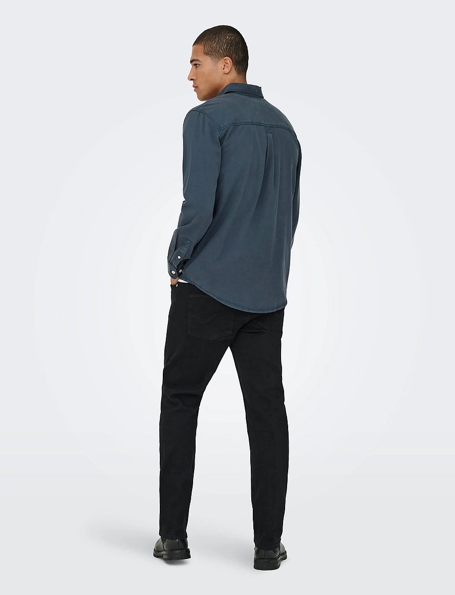 ONLY & SONS - ONSOTTO REG PEACH FINISH LS SHIRT - casual hemden - blue nights - 3