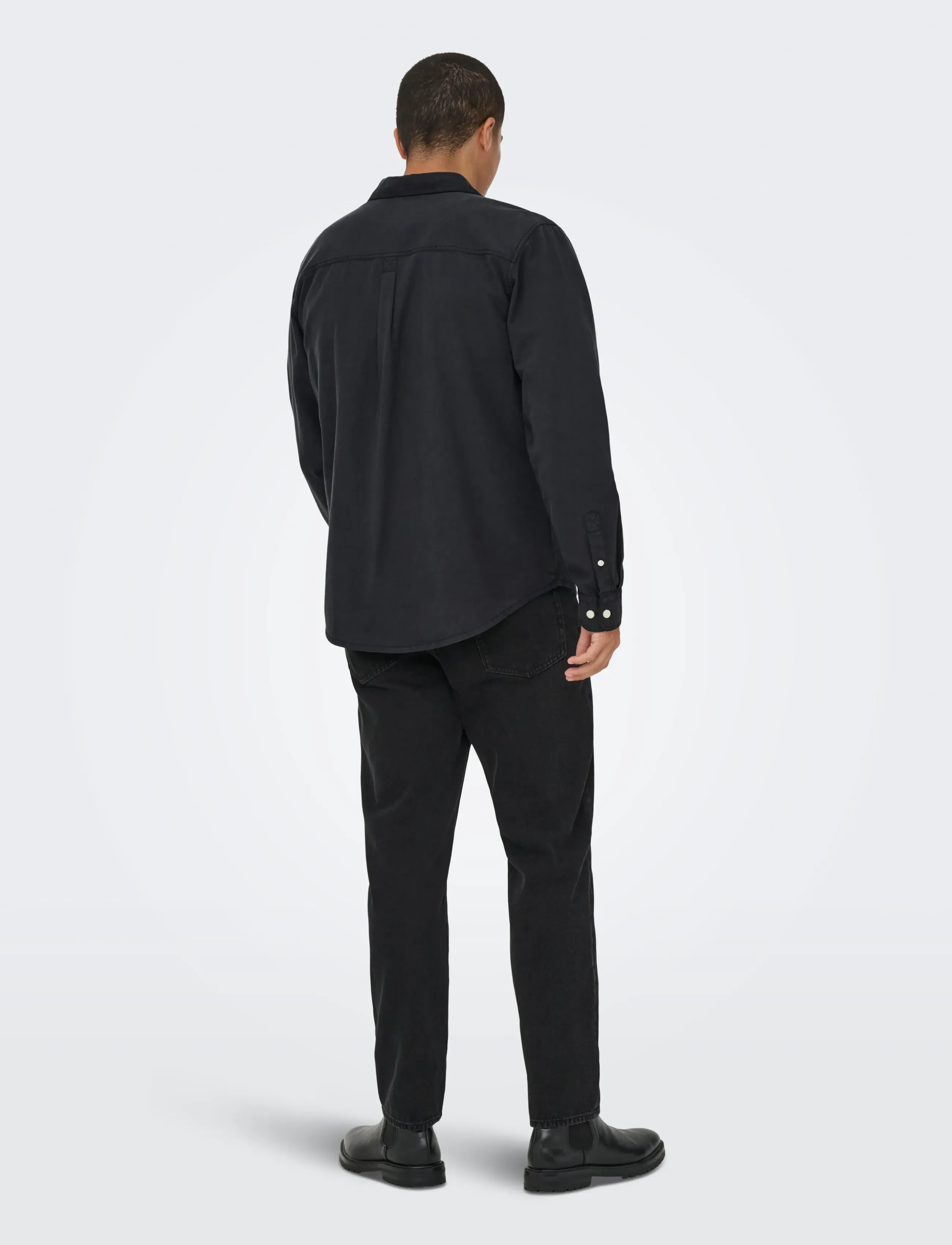 ONLY & SONS - ONSOTTO REG PEACH FINISH LS SHIRT - casual shirts - jet black - 3