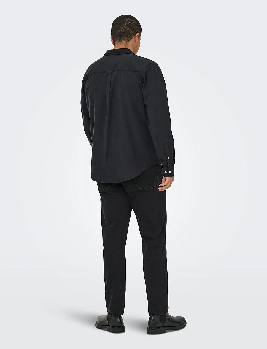 ONLY & SONS - ONSOTTO REG PEACH FINISH LS SHIRT - casual hemden - jet black - 3