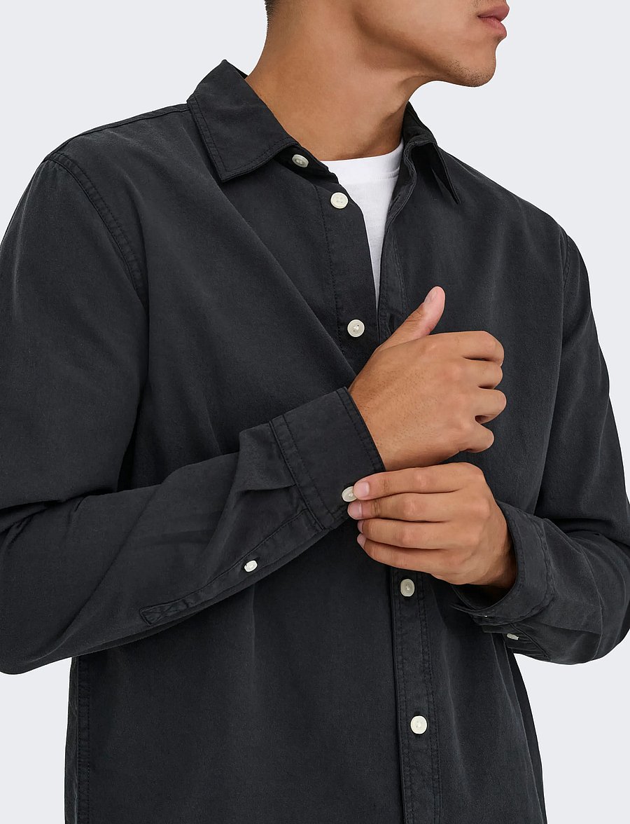 ONLY & SONS - ONSOTTO REG PEACH FINISH LS SHIRT - casual hemden - jet black - 5