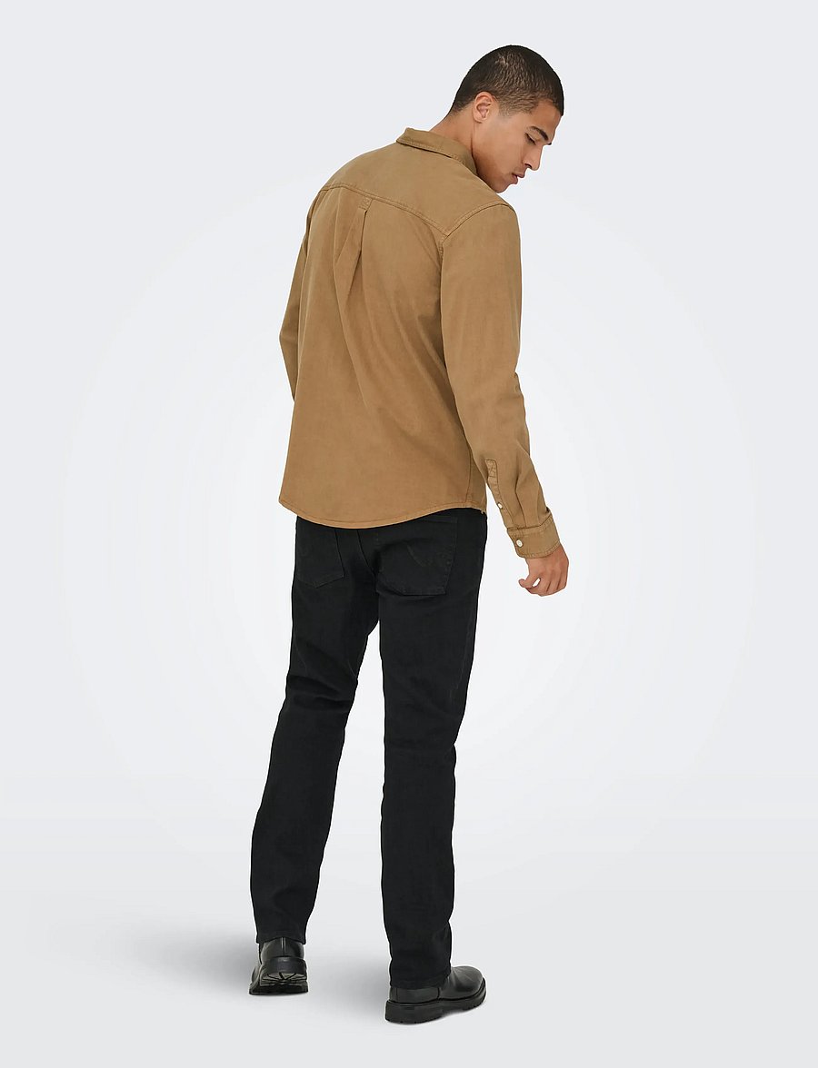 ONLY & SONS - ONSOTTO REG PEACH FINISH LS SHIRT - vabaajasärgid - rubber - 3