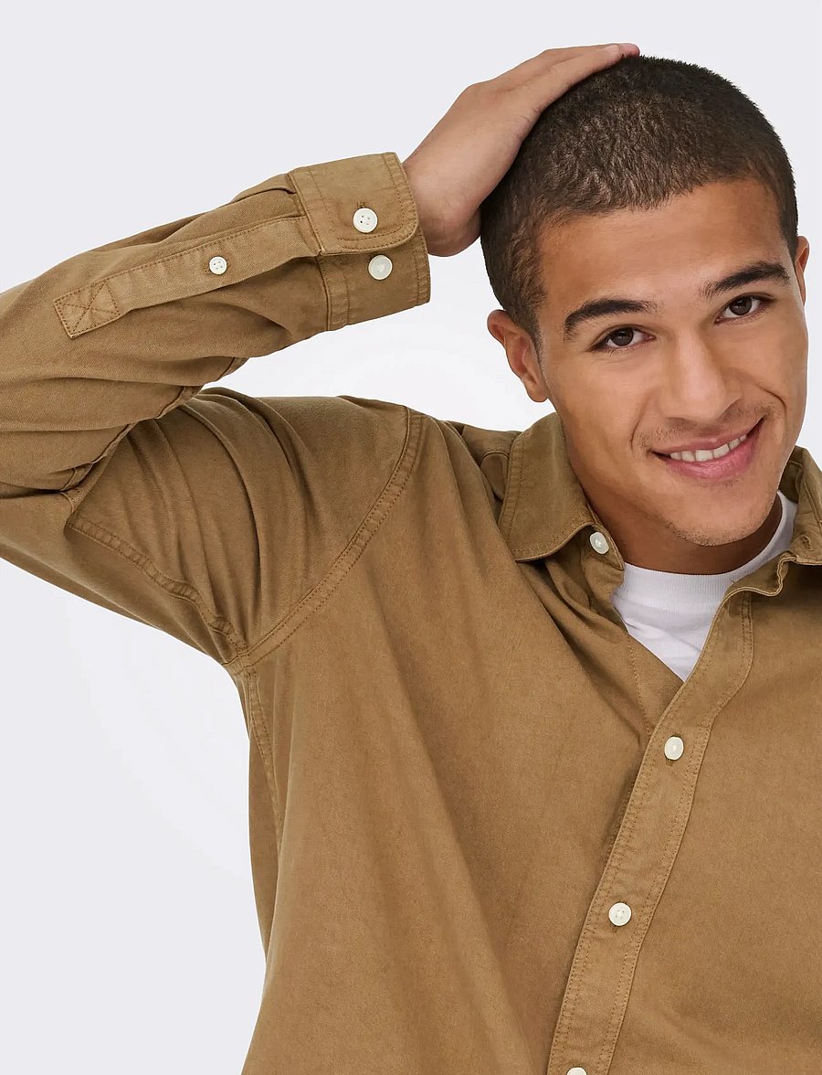 ONLY & SONS - ONSOTTO REG PEACH FINISH LS SHIRT - vabaajasärgid - rubber - 4