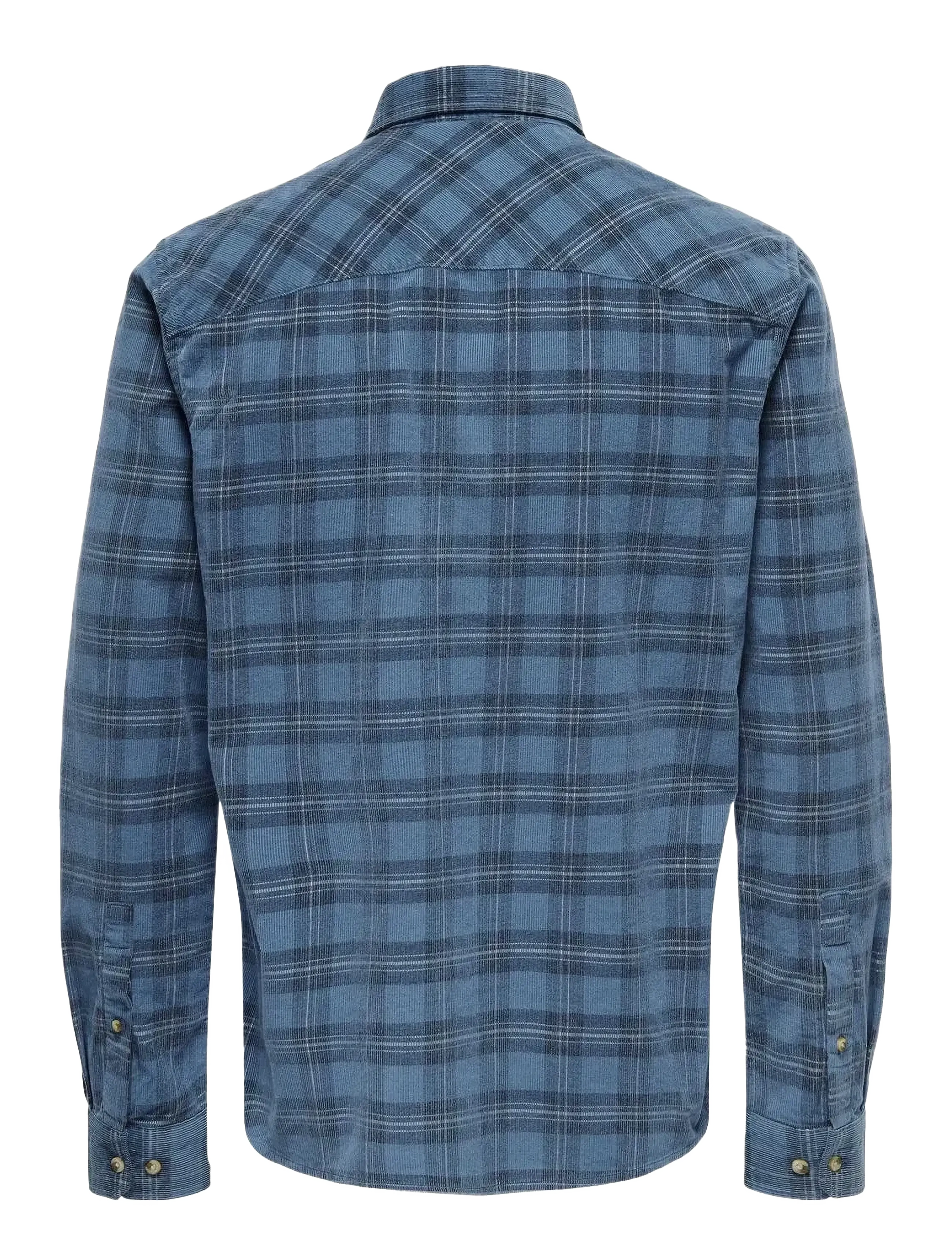 ONLY & SONS - ONSNELSON REG YARN DYE CORD CHECK LS - midnight - 1