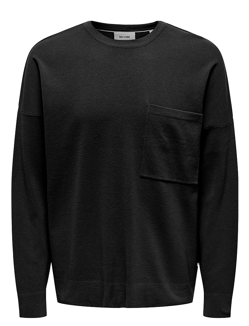 ONLY & SONS - ONSLAMAI OVZ 12 LS POCKET CREW KNIT - rund hals - black - 0