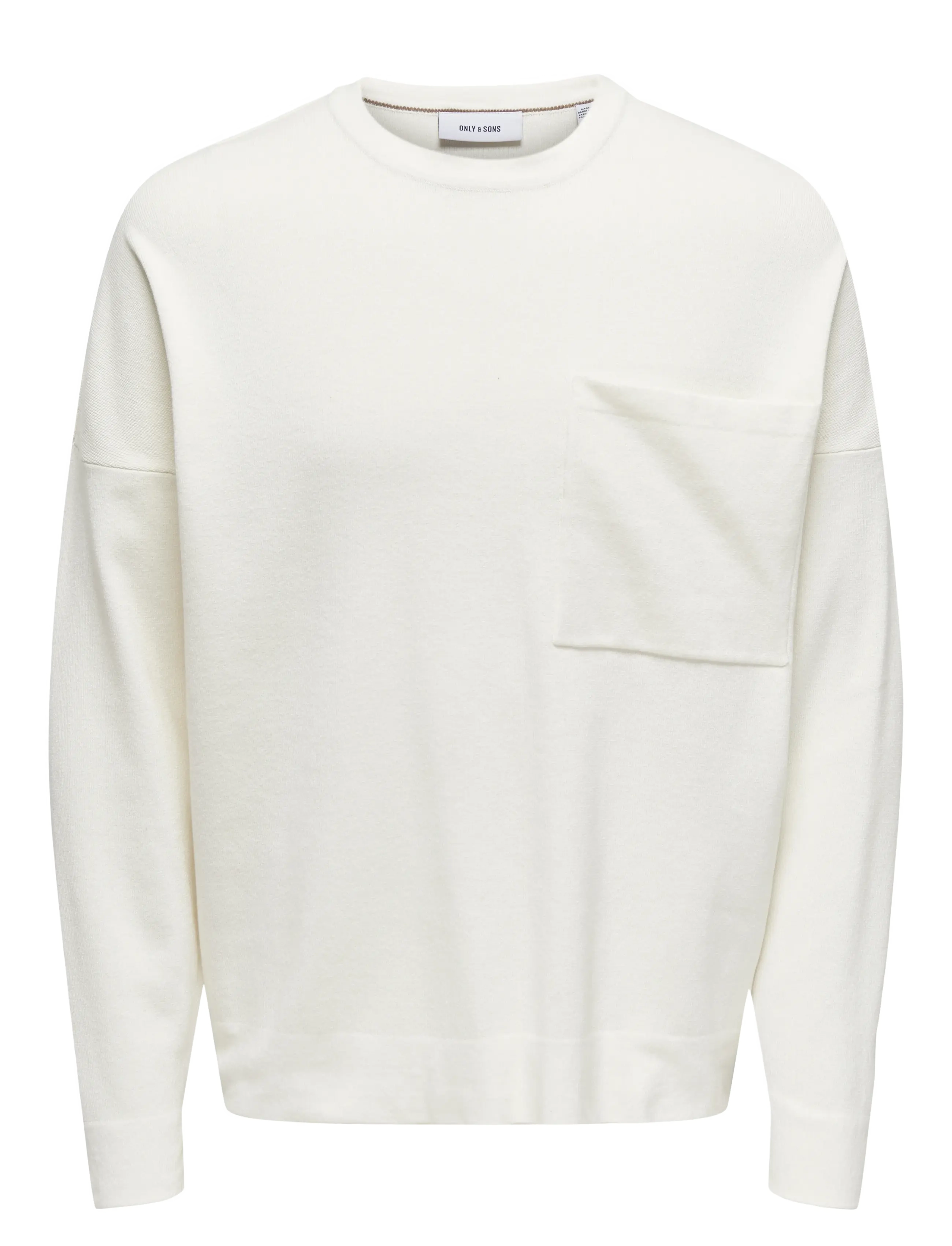 ONLY & SONS ONSLAMAI OVZ 12 LS POCKET CREW KNIT - Stickat - CLOUD DANCER / white
