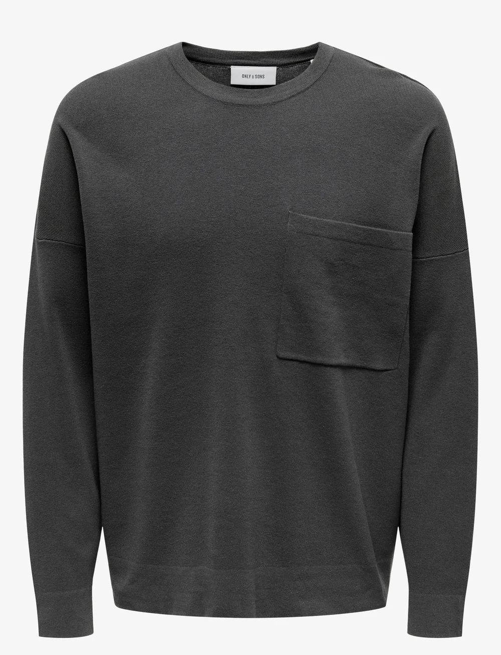 ONLY & SONS - ONSLAMAI OVZ 12 LS POCKET CREW KNIT - rundhals - magnet - 0