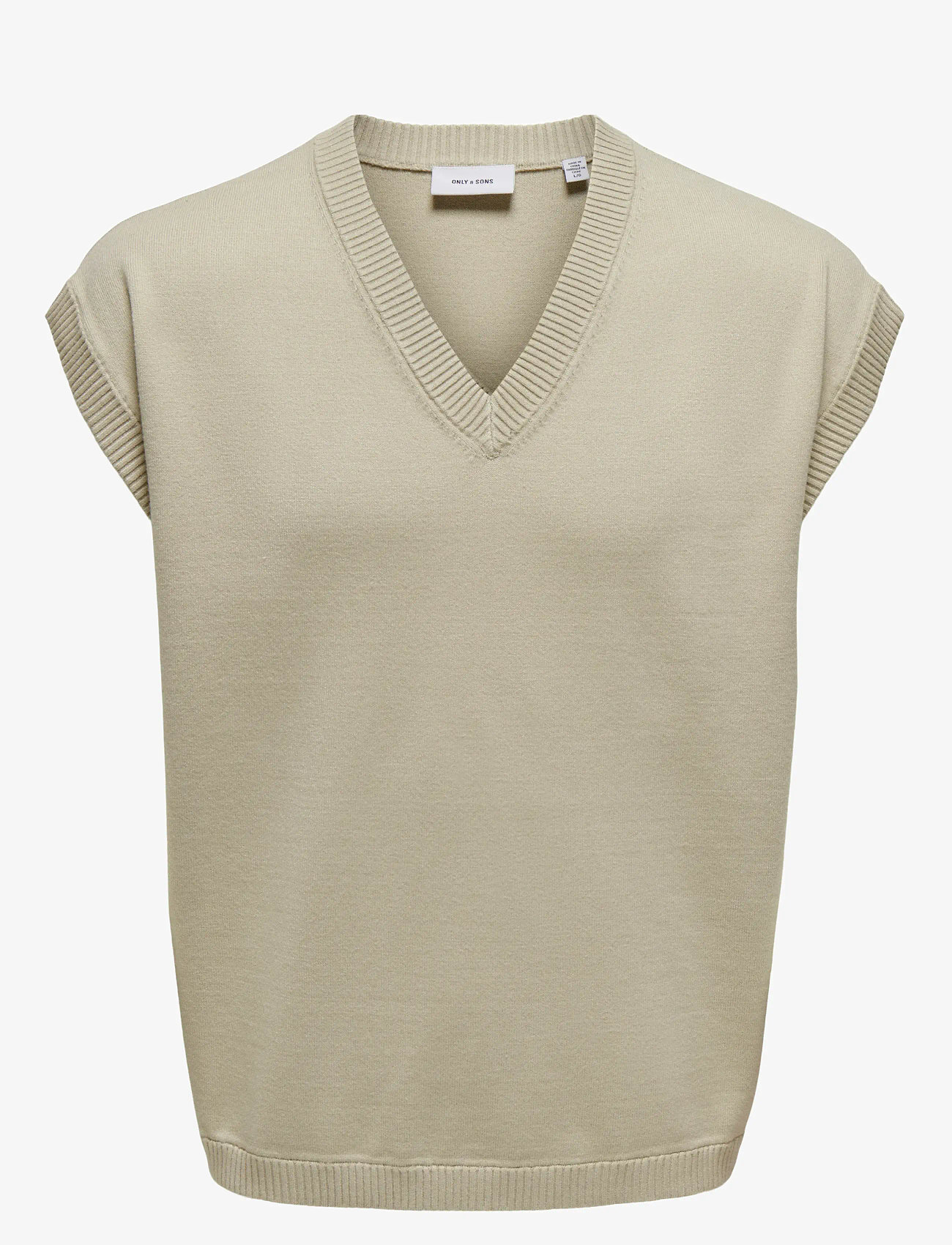 ONLY & SONS - ONSLUSIM LIFE RLX 12 V-NECK VEST KNIT - silver lining - 1