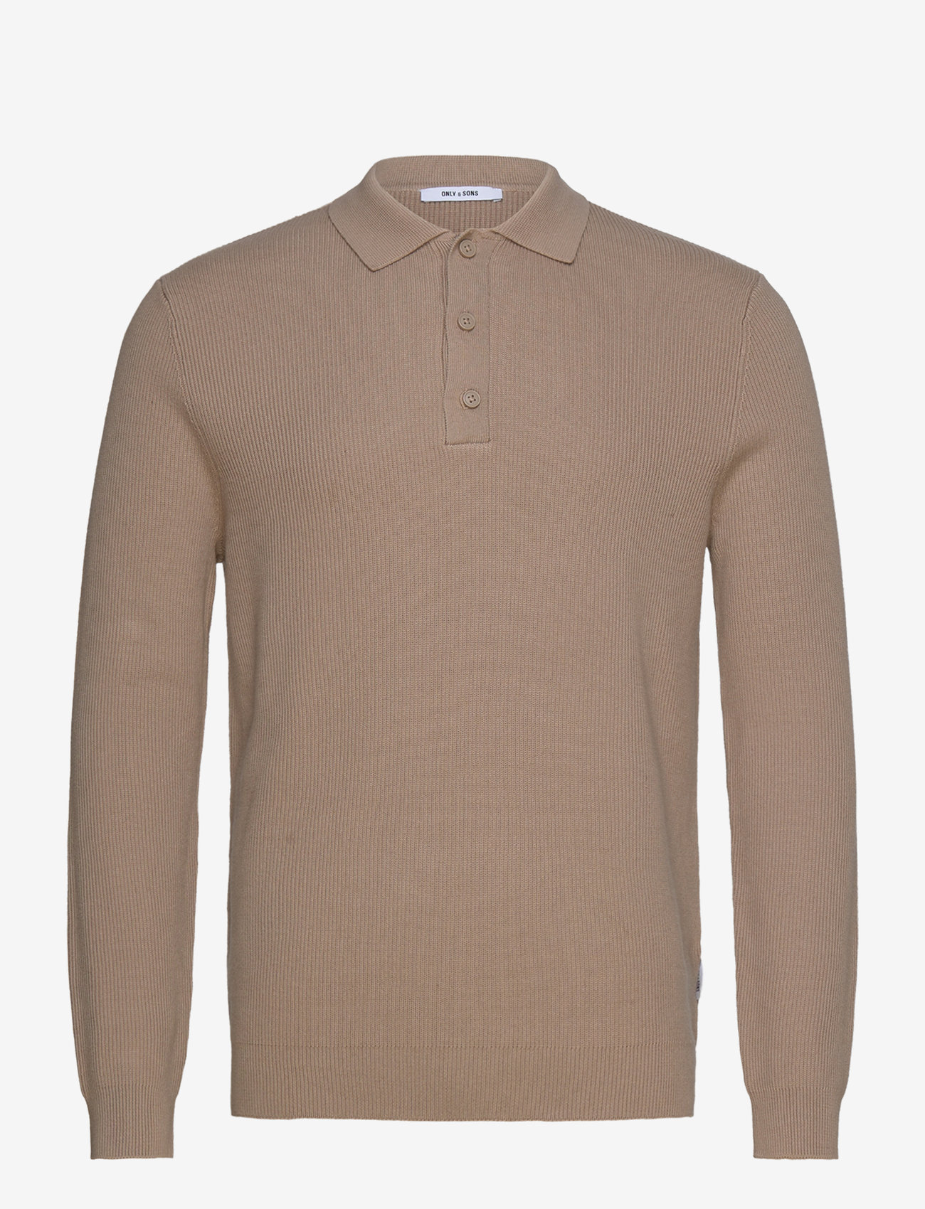 ONLY & SONS - ONSPHILL REG 12 RIB LS POLO KNIT - długi rękaw - chinchilla - 0