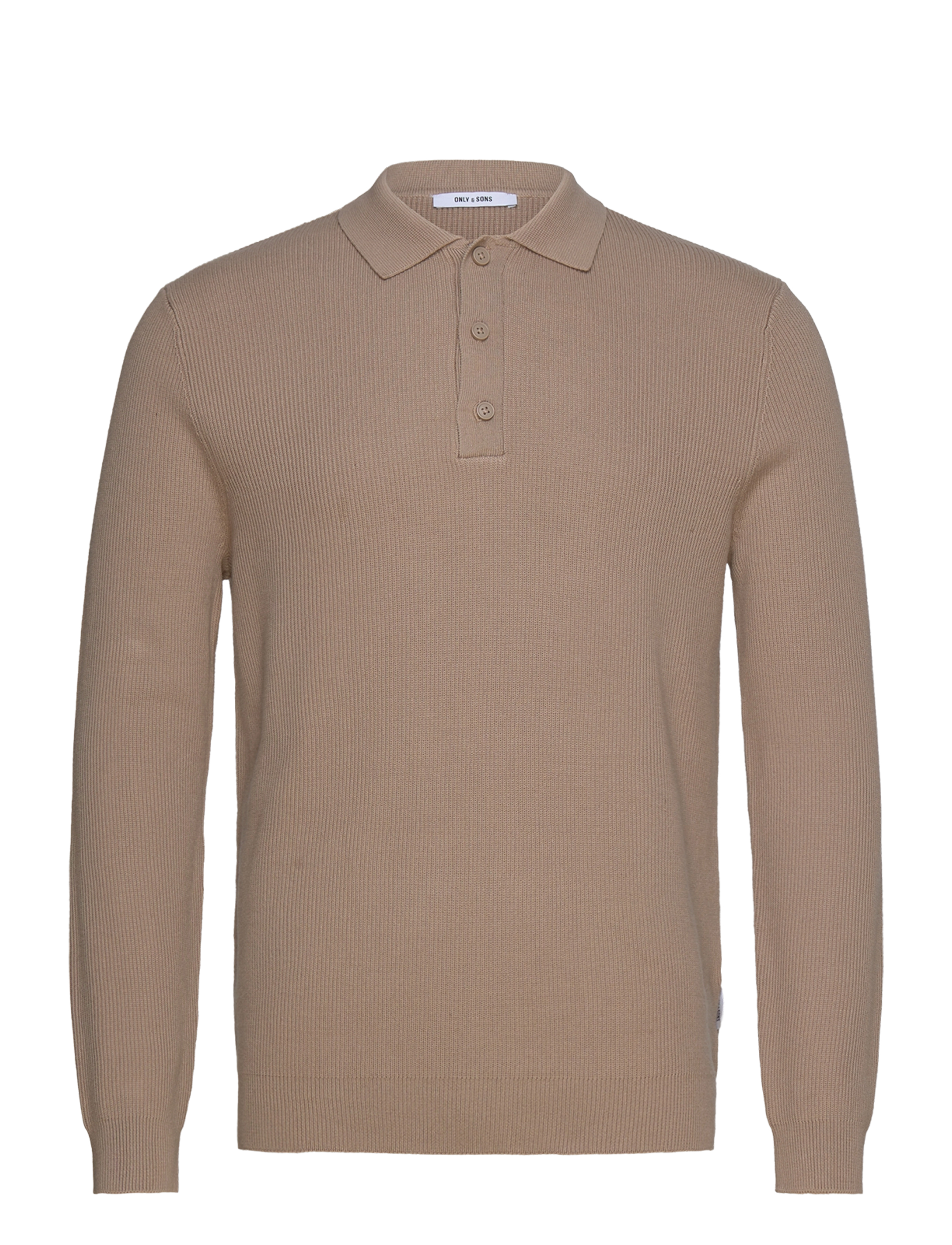 ONLY & SONS ONSPHILL REG 12 RIB LS POLO KNIT - Poloer - CHINCHILLA / beige