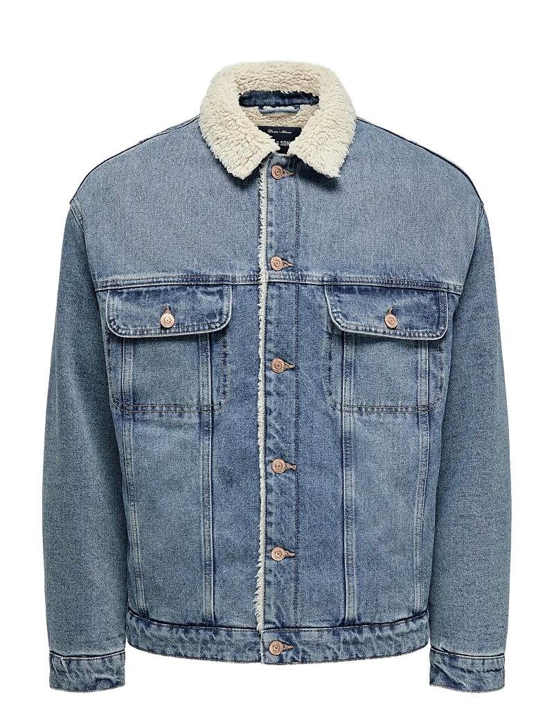 ONLY & SONS - ONSWILSON SHERPA DBTINT 0970 DNM JACKET - vuorilliset farkkutakit - dark blue denim - 1