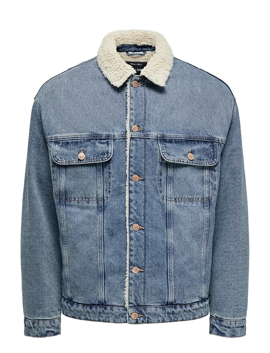 ONLY & SONS - ONSWILSON SHERPA DBTINT 0970 DNM JACKET - gefütterte denimjacken - dark blue denim - 1