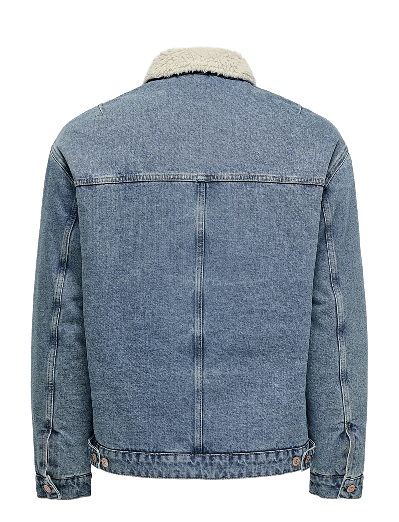 ONLY & SONS - ONSWILSON SHERPA DBTINT 0970 DNM JACKET - vuorilliset farkkutakit - dark blue denim - 2
