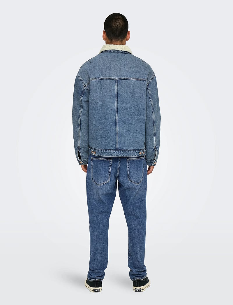 ONLY & SONS - ONSWILSON SHERPA DBTINT 0970 DNM JACKET - vuorilliset farkkutakit - dark blue denim - 3
