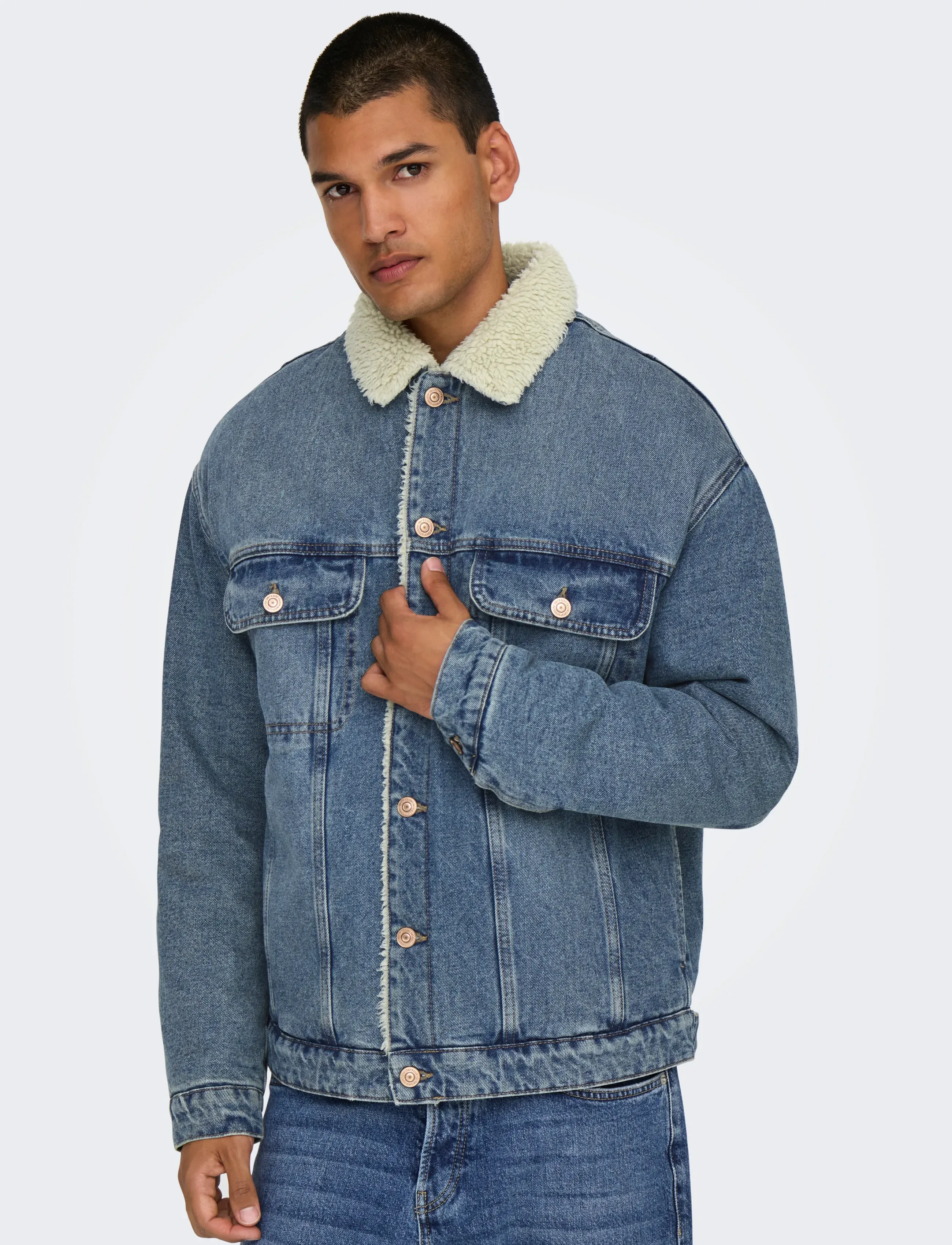 ONLY & SONS Onswilson Sherpa Dbtint 0970 Dnm Jacket jeansjackor herr – bild 5
