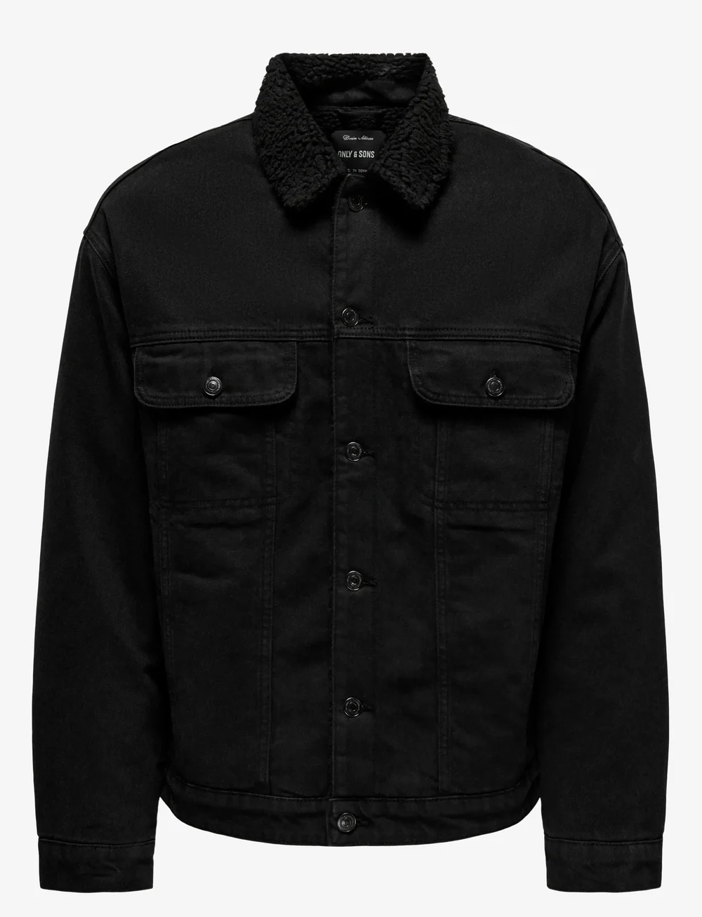 ONLY & SONS - ONSWILSON SHERPA BLK 0971 DNM JACKET - forede denimjakker - black denim - 0