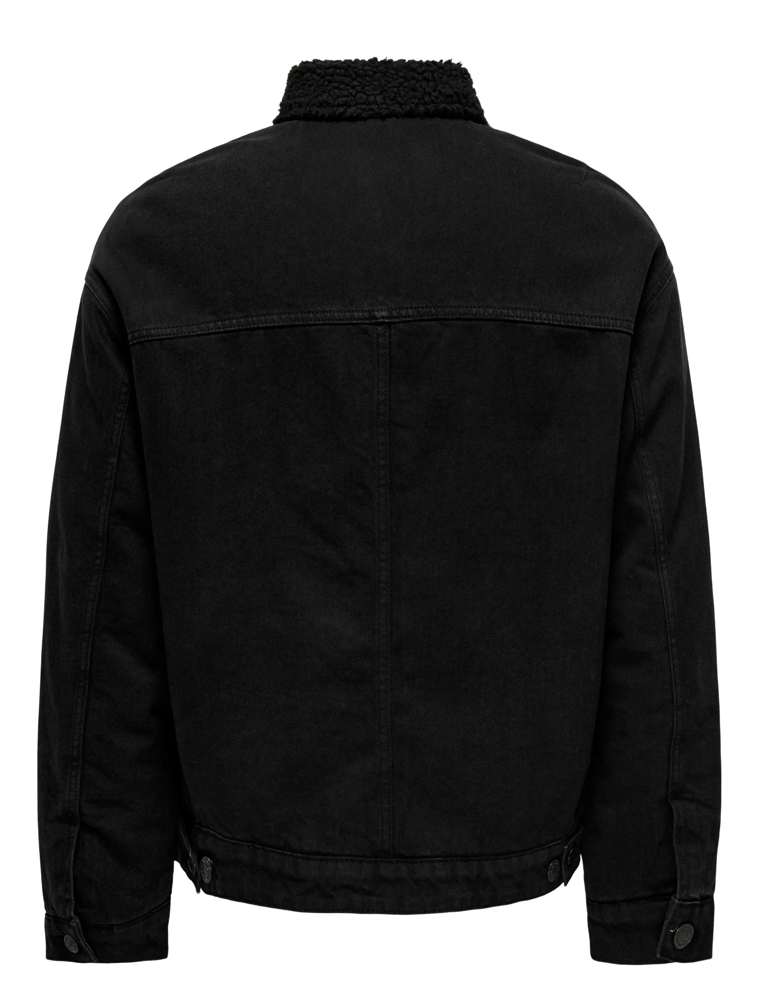 ONLY & SONS - ONSWILSON SHERPA BLK 0971 DNM JACKET - gefütterte denimjacken - black denim - 1