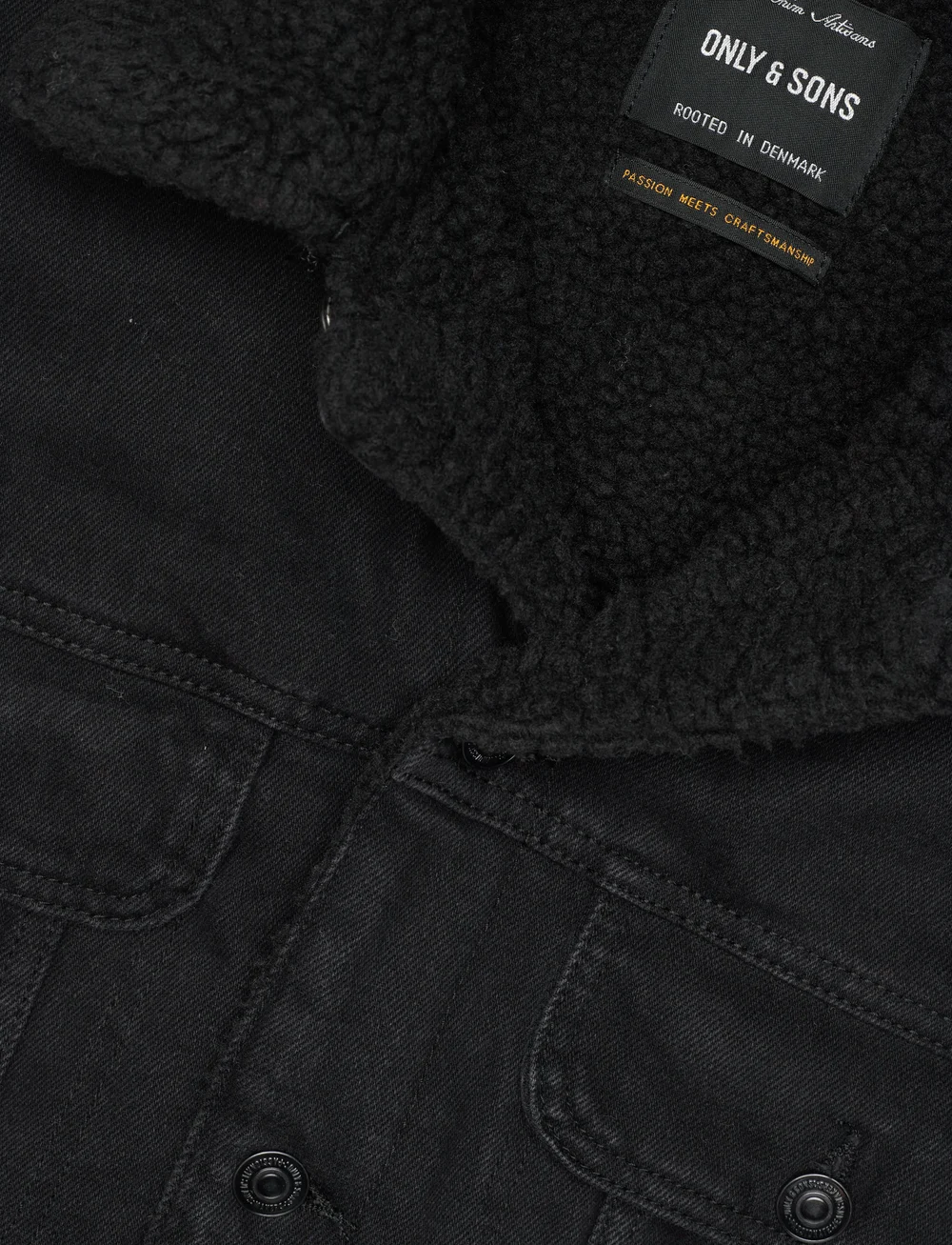 ONLY & SONS - ONSWILSON SHERPA BLK 0971 DNM JACKET - forede denimjakker - black denim - 2