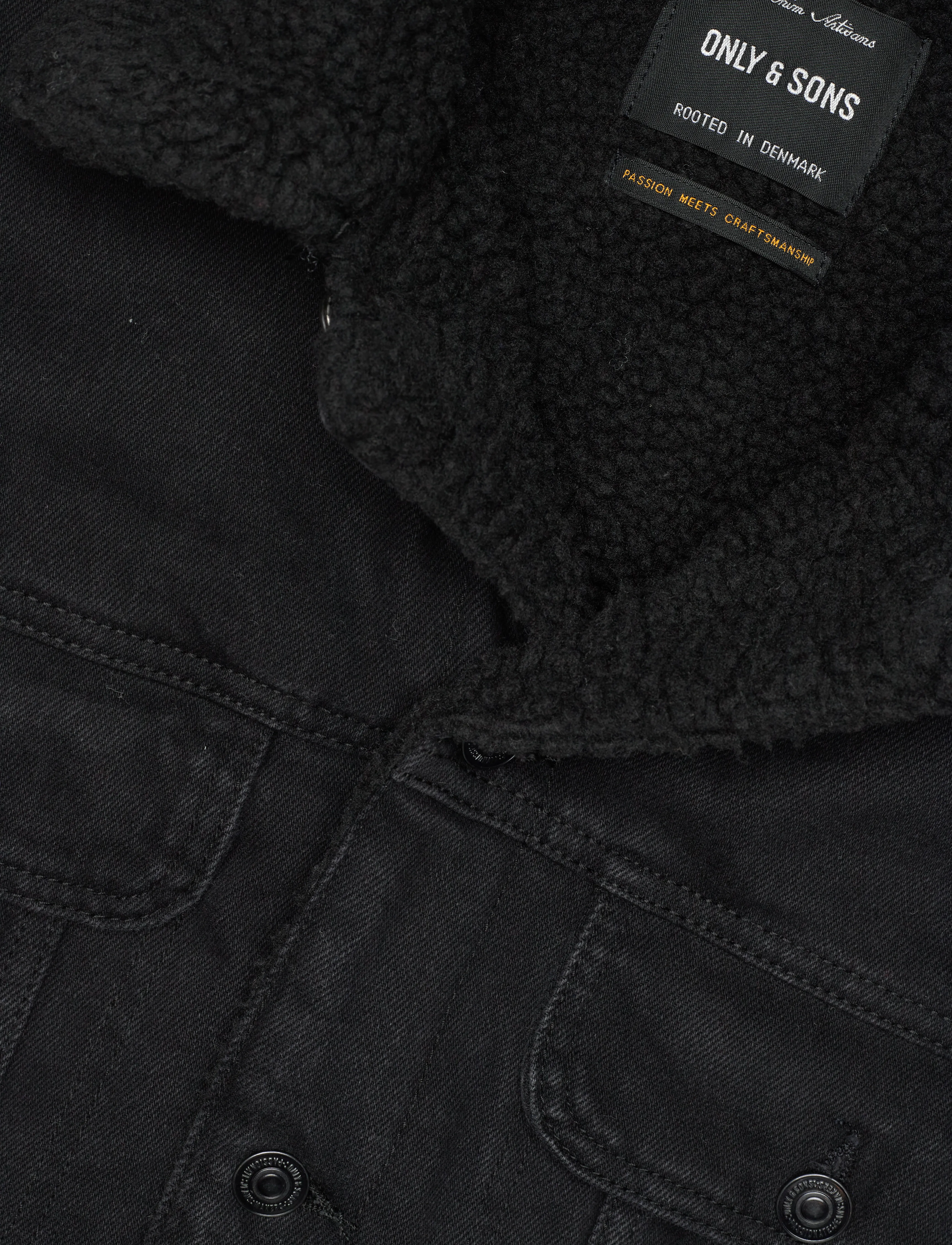 ONLY & SONS - ONSWILSON SHERPA BLK 0971 DNM JACKET - gefütterte denimjacken - black denim - 2
