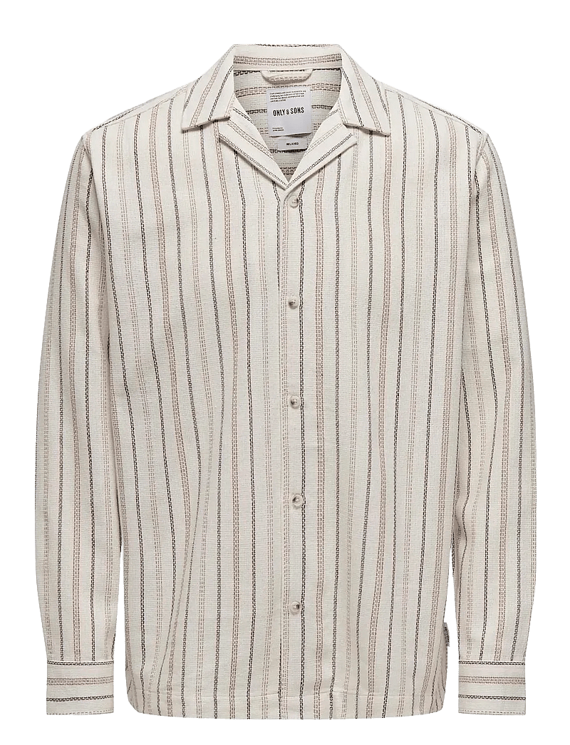 ONLY & SONS - ONSTREV RELAXED LS SHIRT - gestreifte hemden - cloud dancer - 0