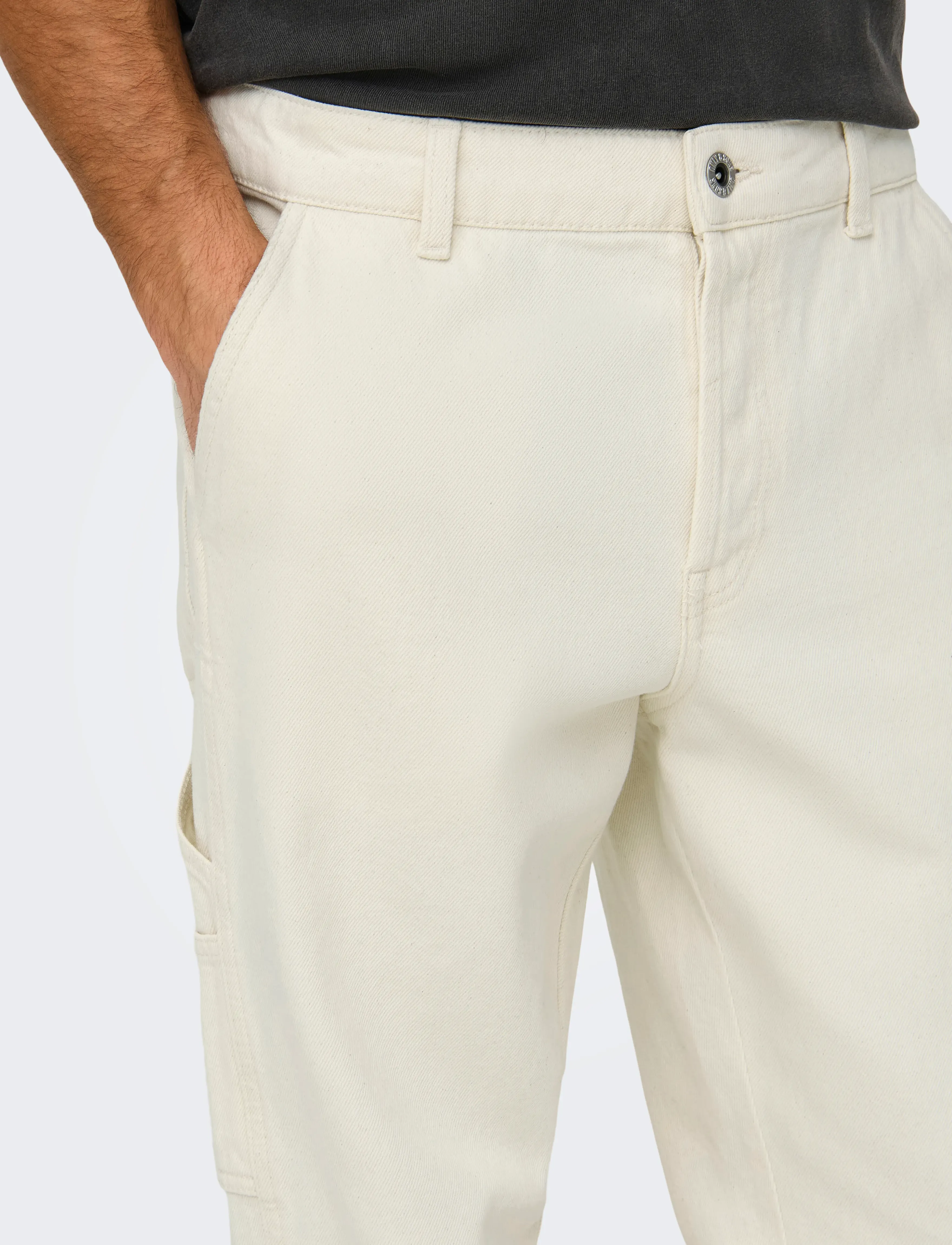 ONLY & SONS - ONSEDGE STRAIGHT CAR ECRU1088PIMDNM NOOS - laveste priser - ecru - 4