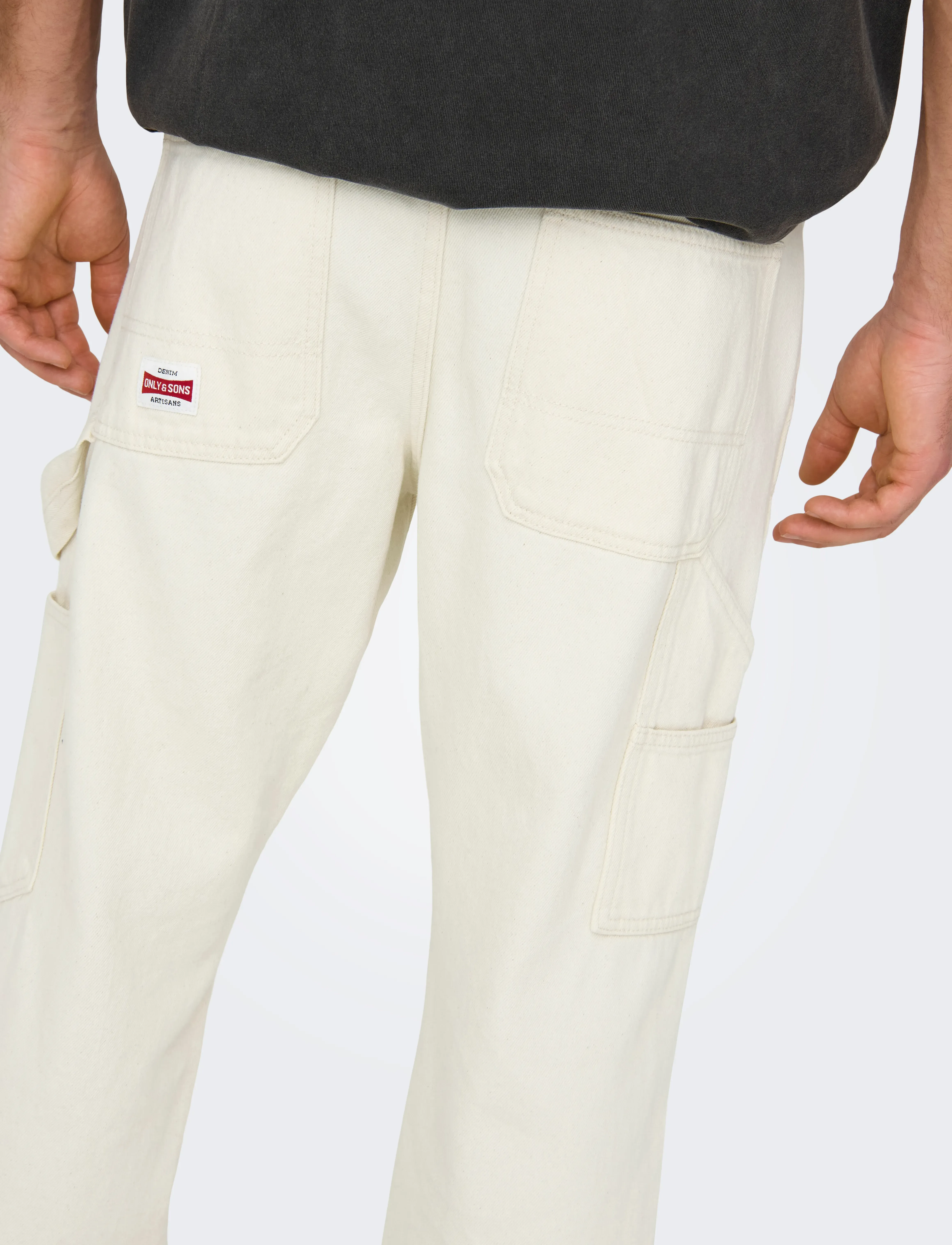 ONLY & SONS - ONSEDGE STRAIGHT CAR ECRU1088PIMDNM NOOS - laveste priser - ecru - 5