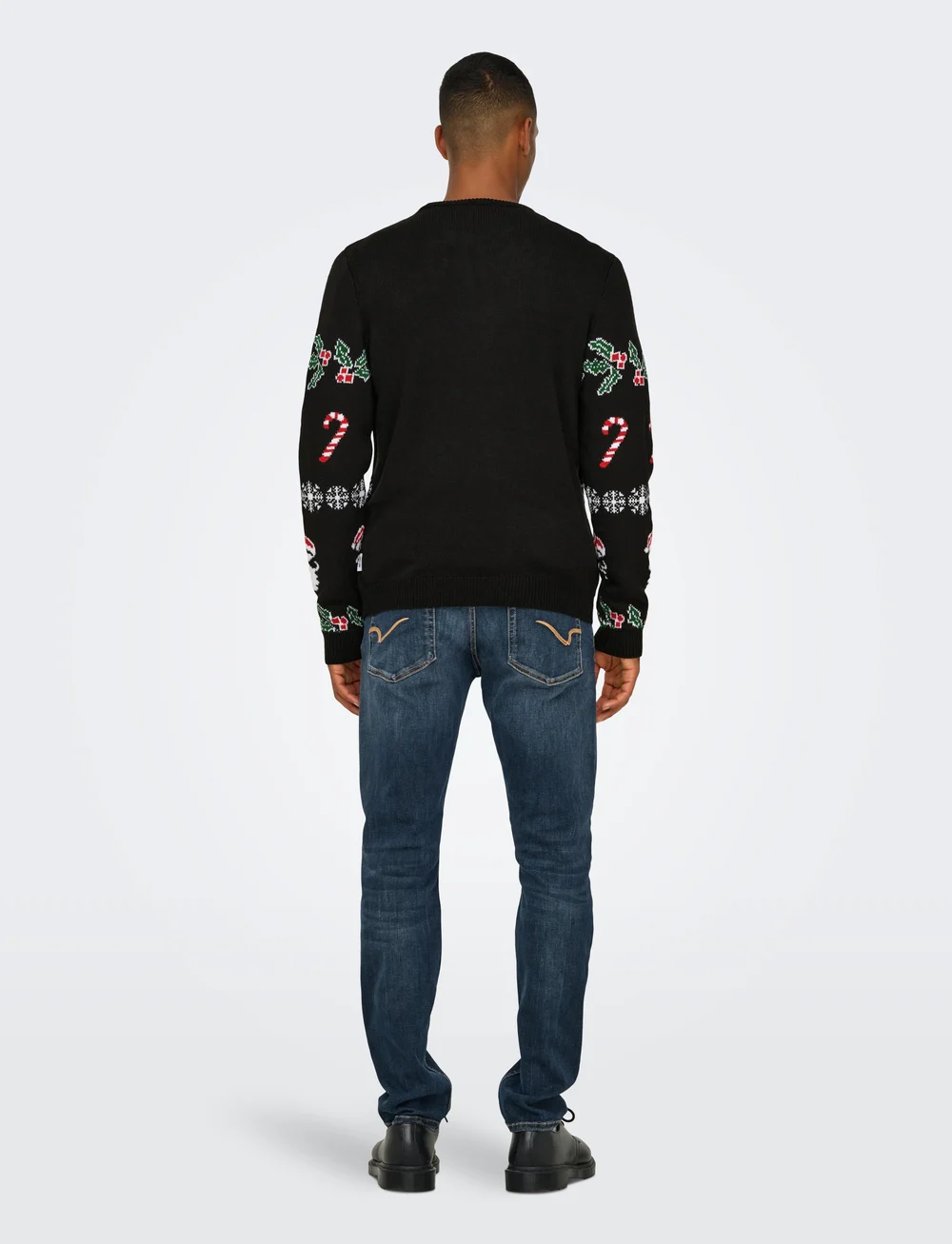 ONLY & SONS - ONSXMAS REG 5 ALLOVER CREW KNIT - rundhalsad - black - 3