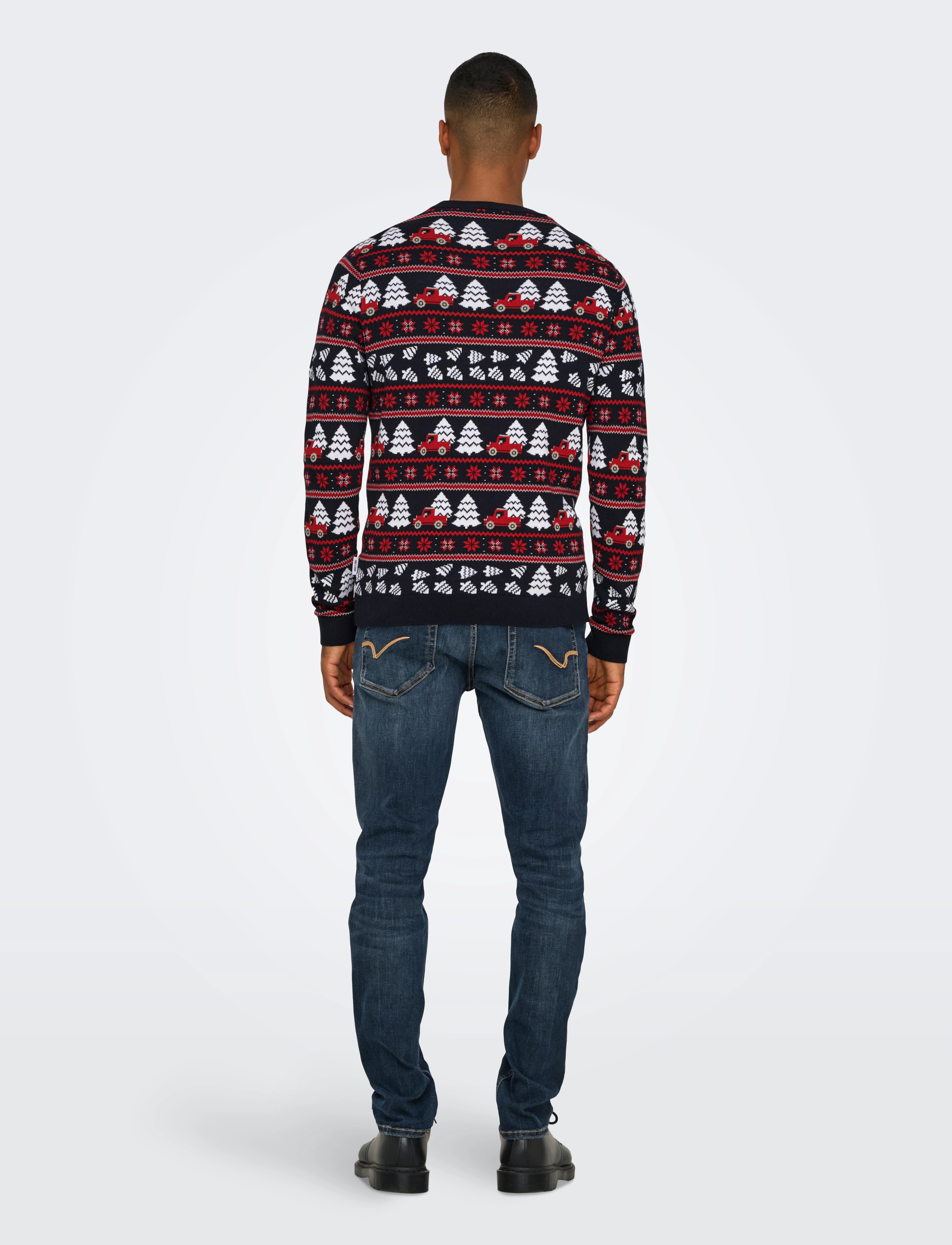 ONLY & SONS - ONSXMAS REG 5 JAQ CREW KNIT - laveste priser - dark navy - 3