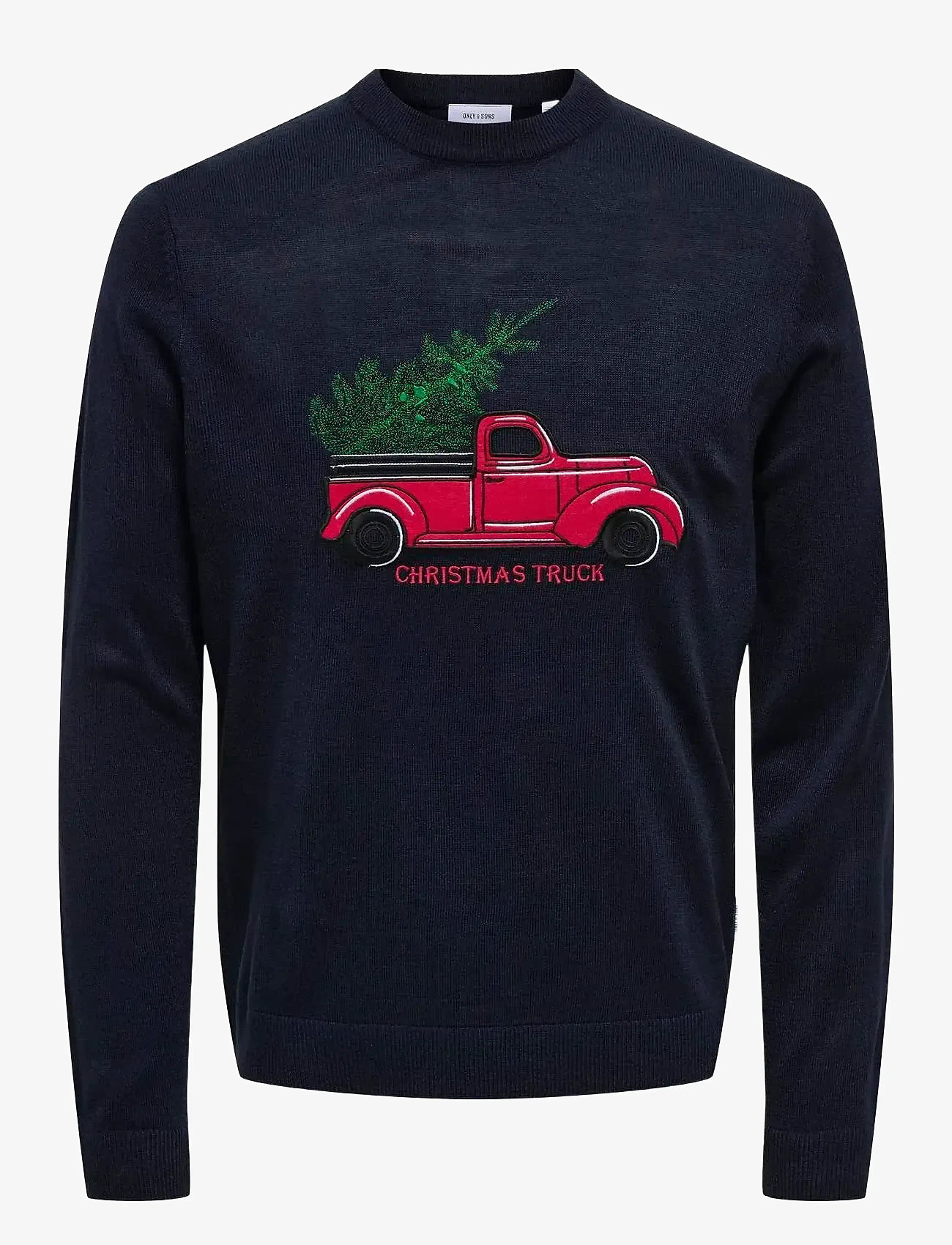 ONLY & SONS - ONSXMAS REG 5 APLICATION CREW KNIT - dark navy - 0