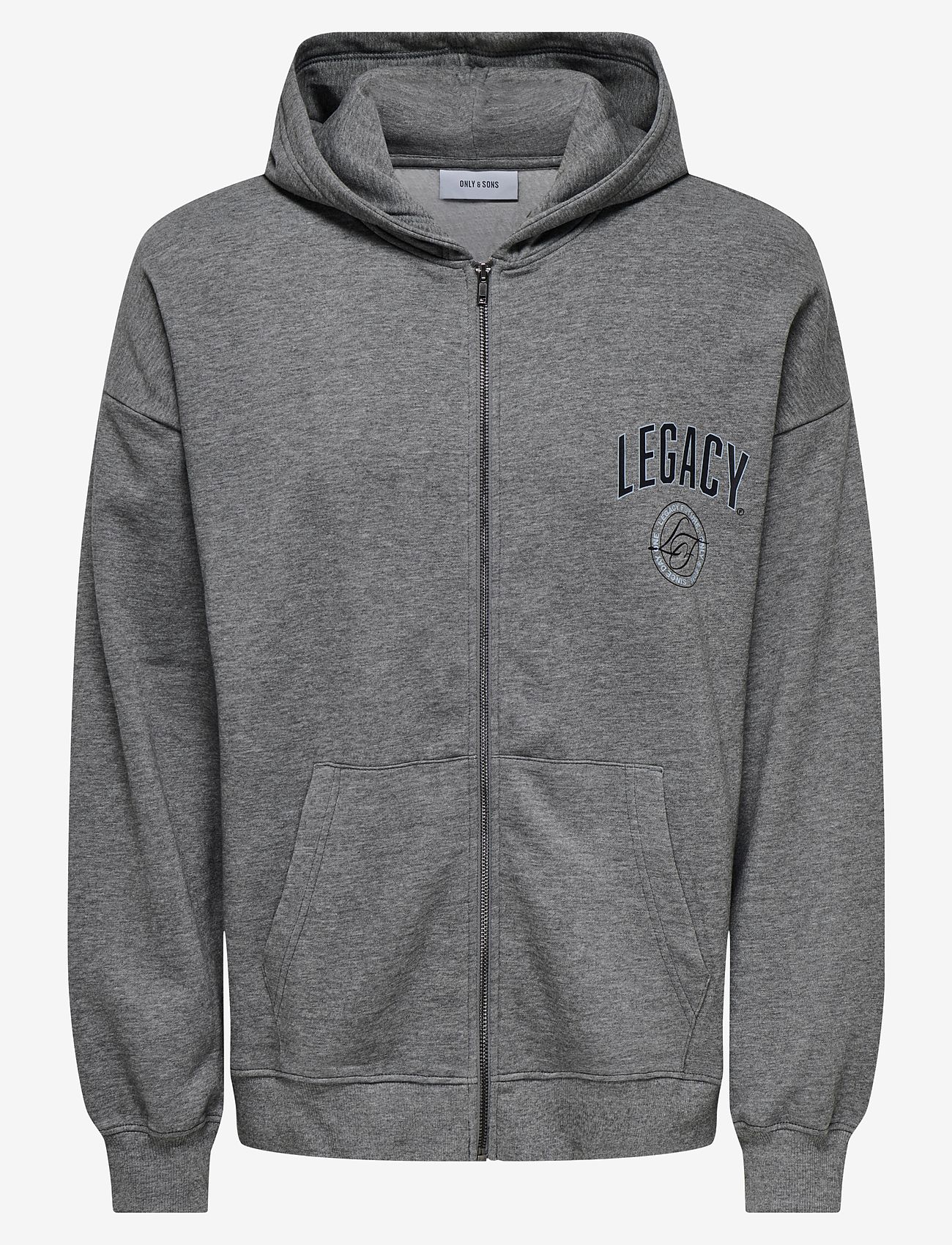 ONLY & SONS - ONSLEGACY SWEAT ZIP VTG HOODIE - hættetrøjer - medium grey melange - 0