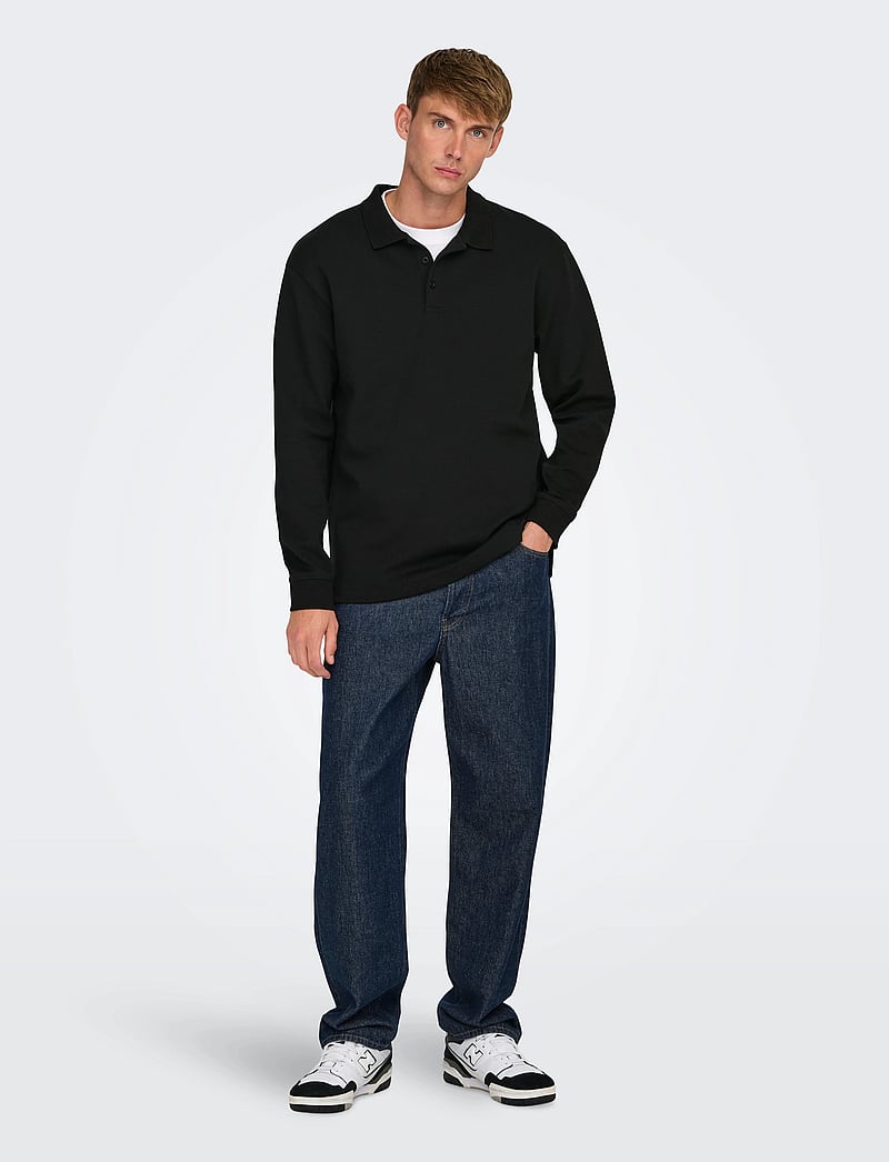 ONLY & SONS - ONSBERNARD RLX LS POLO - pikkade varrukatega polod - black - 4