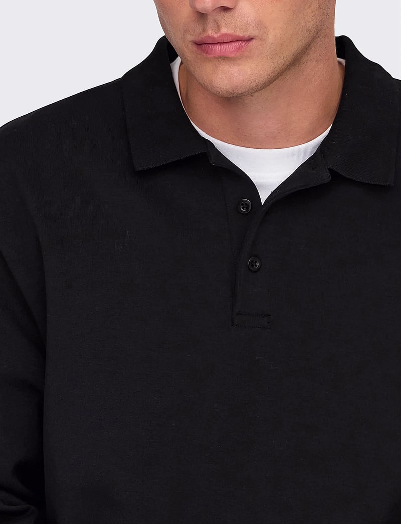 ONLY & SONS - ONSBERNARD RLX LS POLO - pikkade varrukatega polod - black - 5