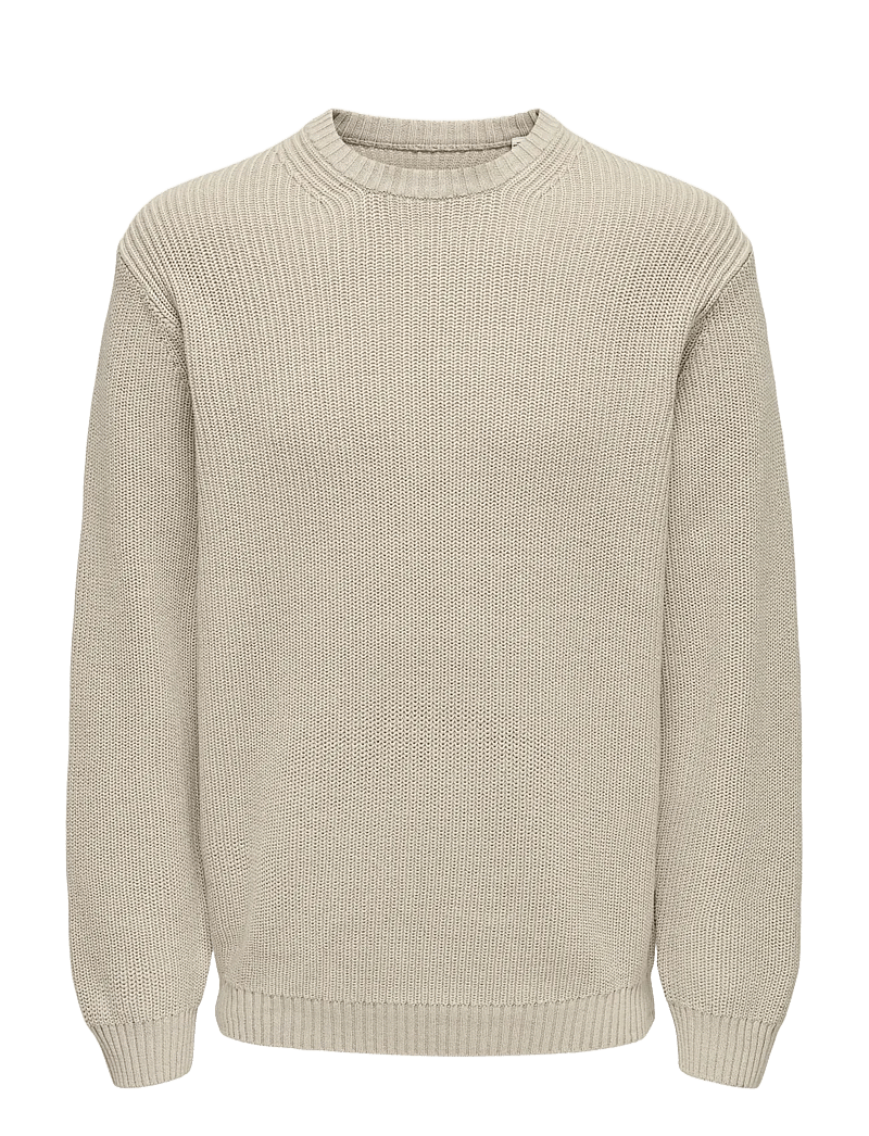 ONLY & SONS - ONSROSU REG 7 WASH CREW KNIT WW - rundhals - silver lining - 1