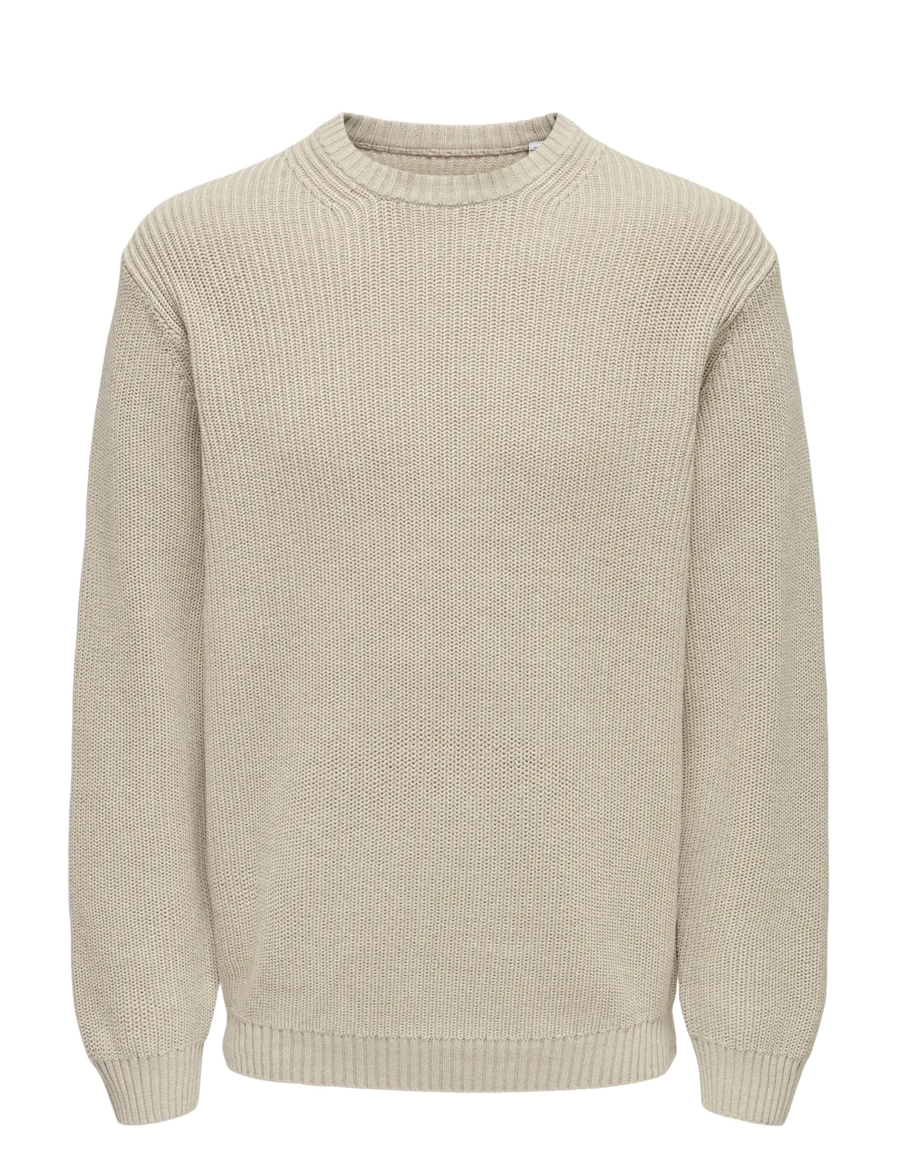 ONLY & SONS ONSROSU REG 7 WASH CREW KNIT WW - Rundhals - SILVER LINING / beige