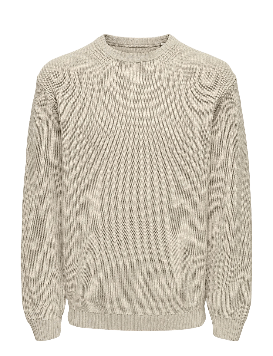 ONLY & SONS - ONSROSU REG 7 WASH CREW KNIT WW - rundhals - silver lining - 1