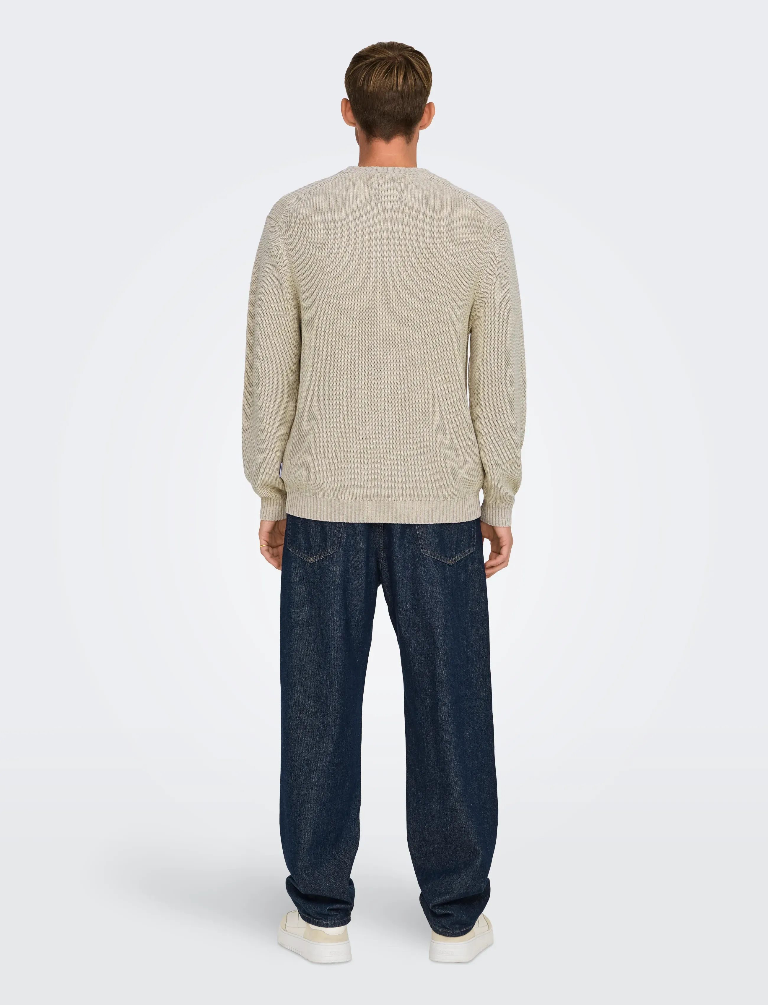ONLY & SONS - ONSROSU REG 7 WASH CREW KNIT WW - Ümmarguse kaelusega kudumid - silver lining - 3