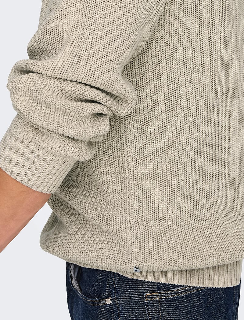 ONLY & SONS - ONSROSU REG 7 WASH CREW KNIT WW - rundhals - silver lining - 5