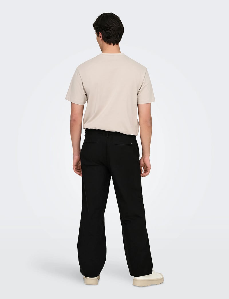 ONLY & SONS - ONSBOB LOOSE COT LIN 0007 PANT NOOS - leinenhosen - black - 3