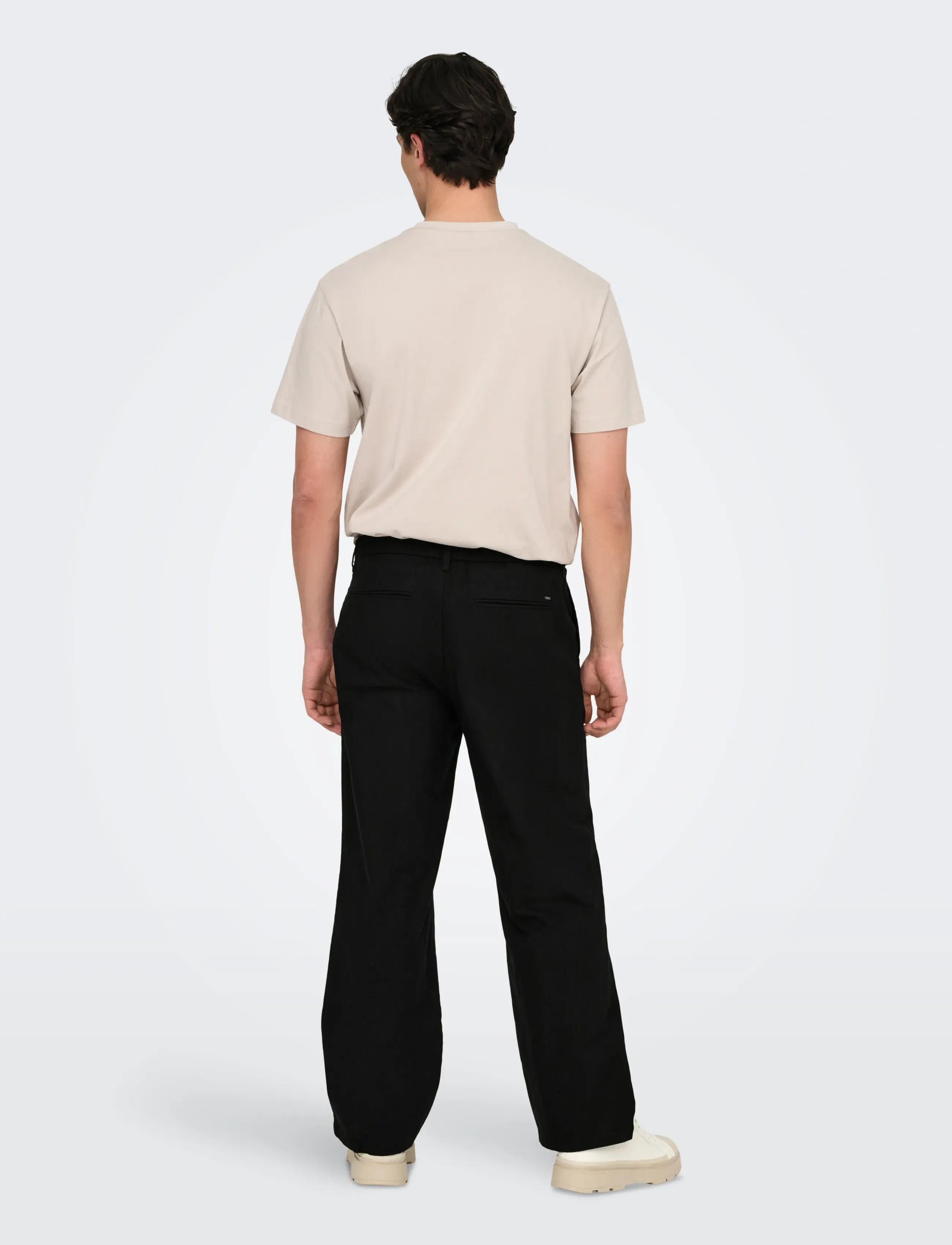 ONLY & SONS - ONSBOB LOOSE COT LIN 0007 PANT NOOS - linen trousers - black - 3