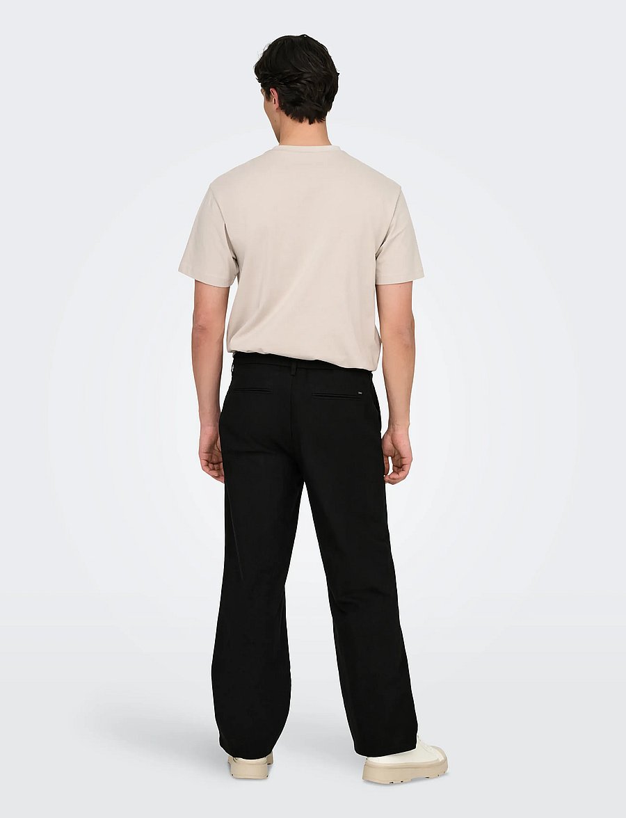 ONLY & SONS - ONSBOB LOOSE COT LIN 0007 PANT NOOS - leinenhosen - black - 3