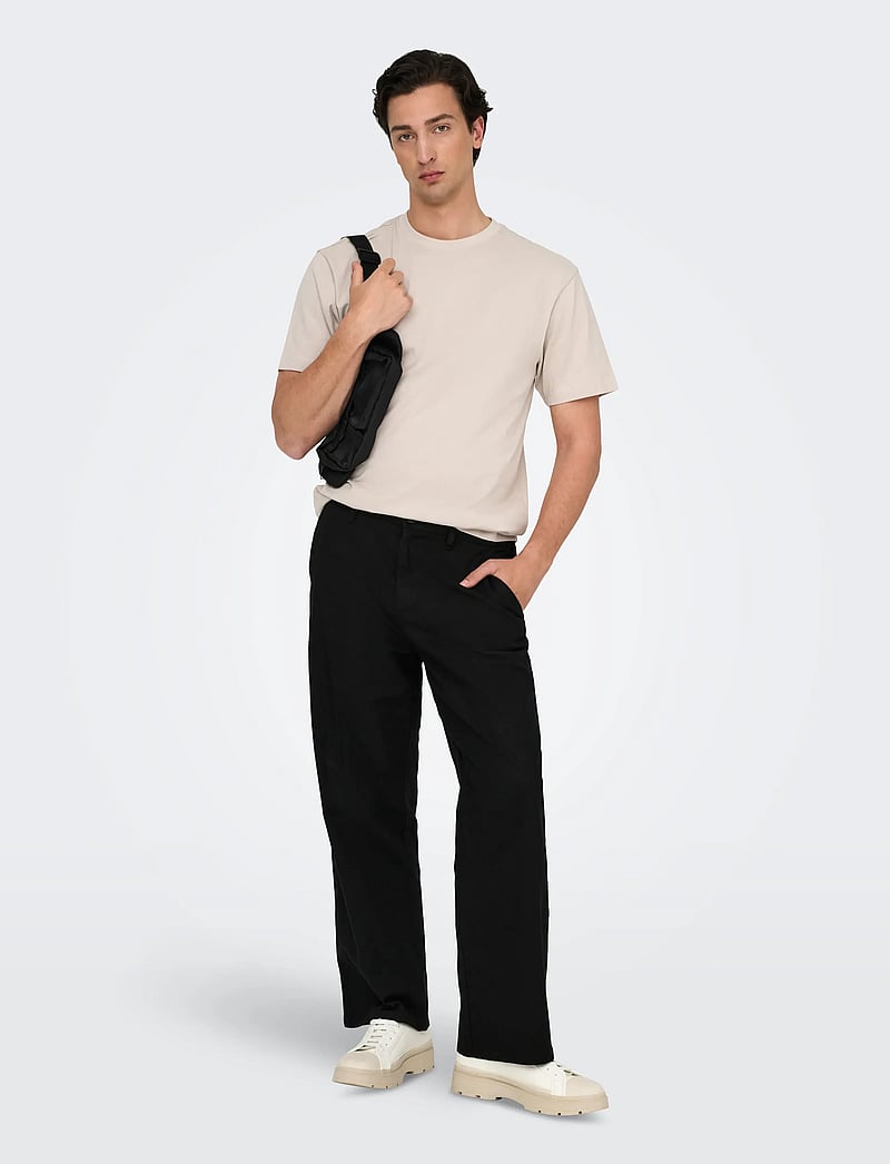 ONLY & SONS - ONSBOB LOOSE COT LIN 0007 PANT NOOS - leinenhosen - black - 4