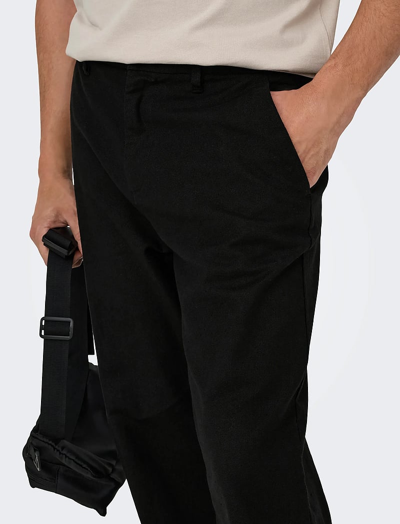 ONLY & SONS - ONSBOB LOOSE COT LIN 0007 PANT NOOS - leinenhosen - black - 5