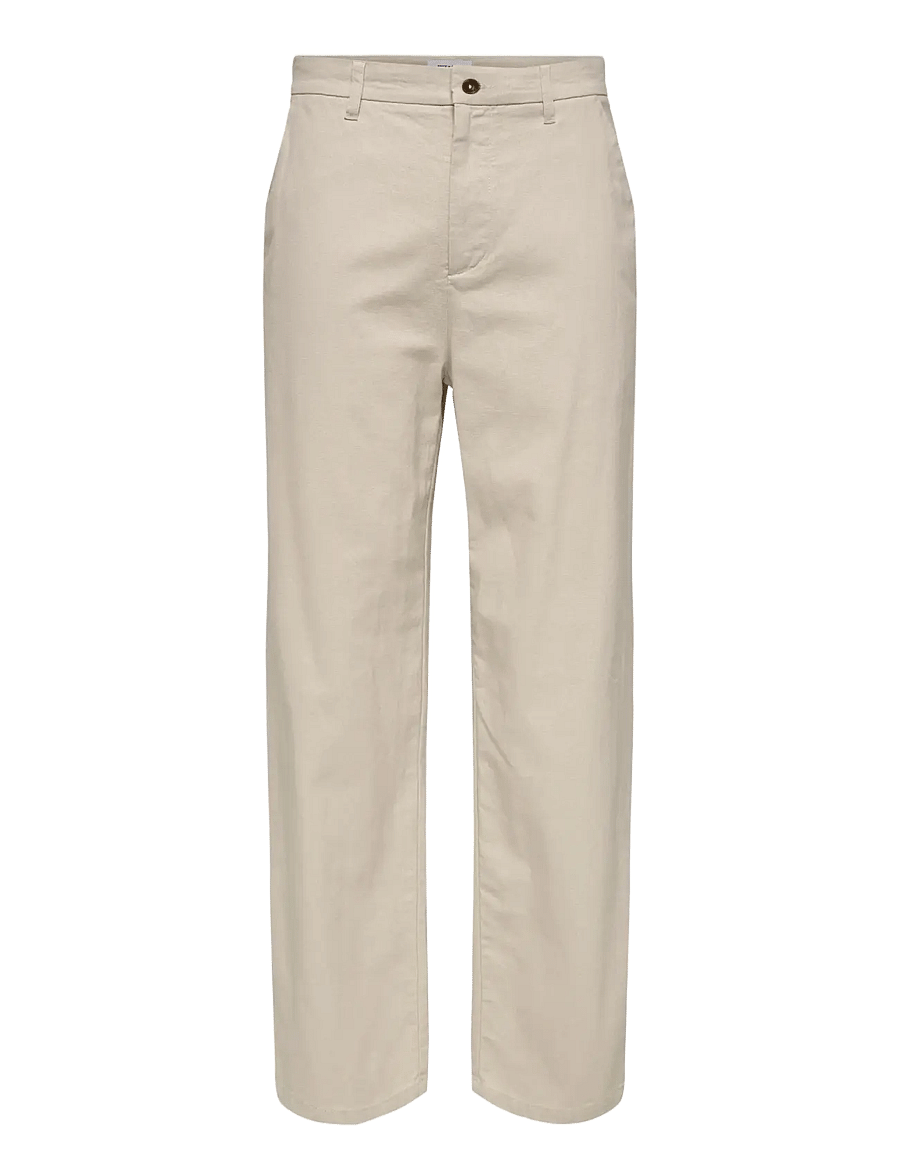 ONLY & SONS - ONSBOB LOOSE COT LIN 0007 PANT NOOS - leinenhosen - silver lining - 1
