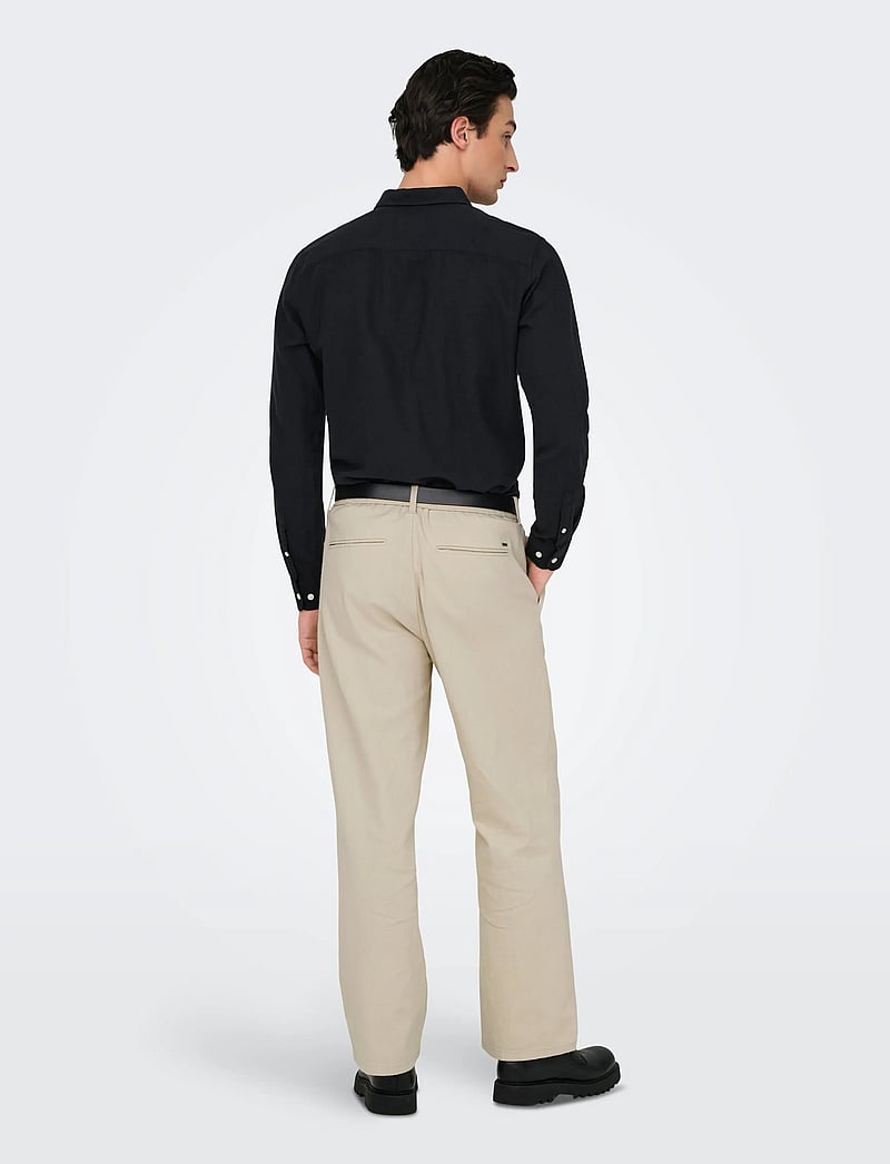ONLY & SONS - ONSBOB LOOSE COT LIN 0007 PANT NOOS - leinenhosen - silver lining - 3