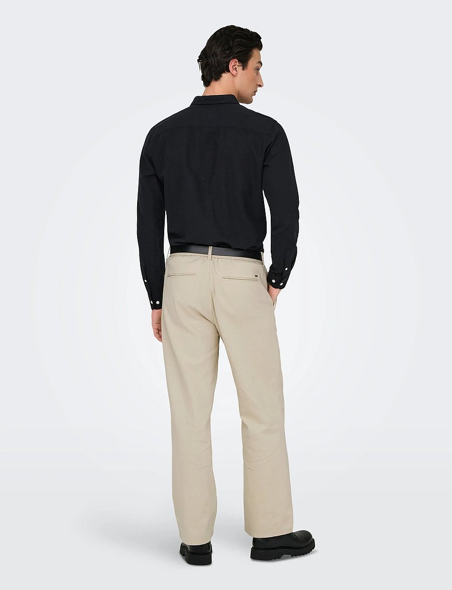 ONLY & SONS - ONSBOB LOOSE COT LIN 0007 PANT NOOS - leinenhosen - silver lining - 3