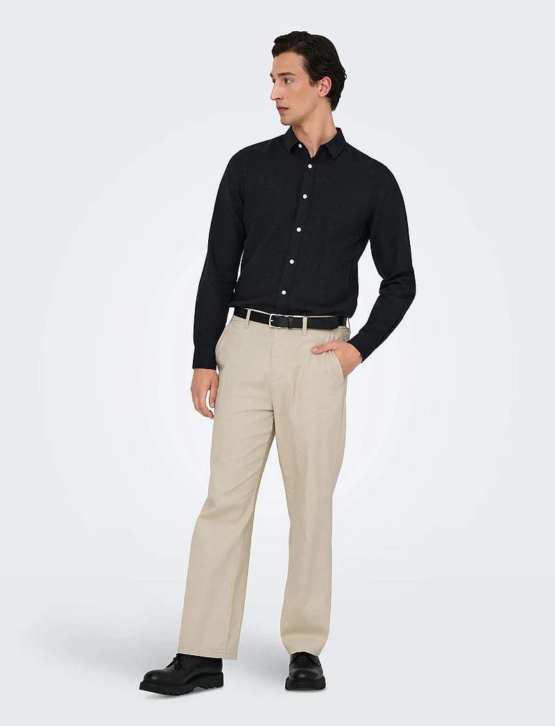 ONLY & SONS - ONSBOB LOOSE COT LIN 0007 PANT NOOS - leinenhosen - silver lining - 4