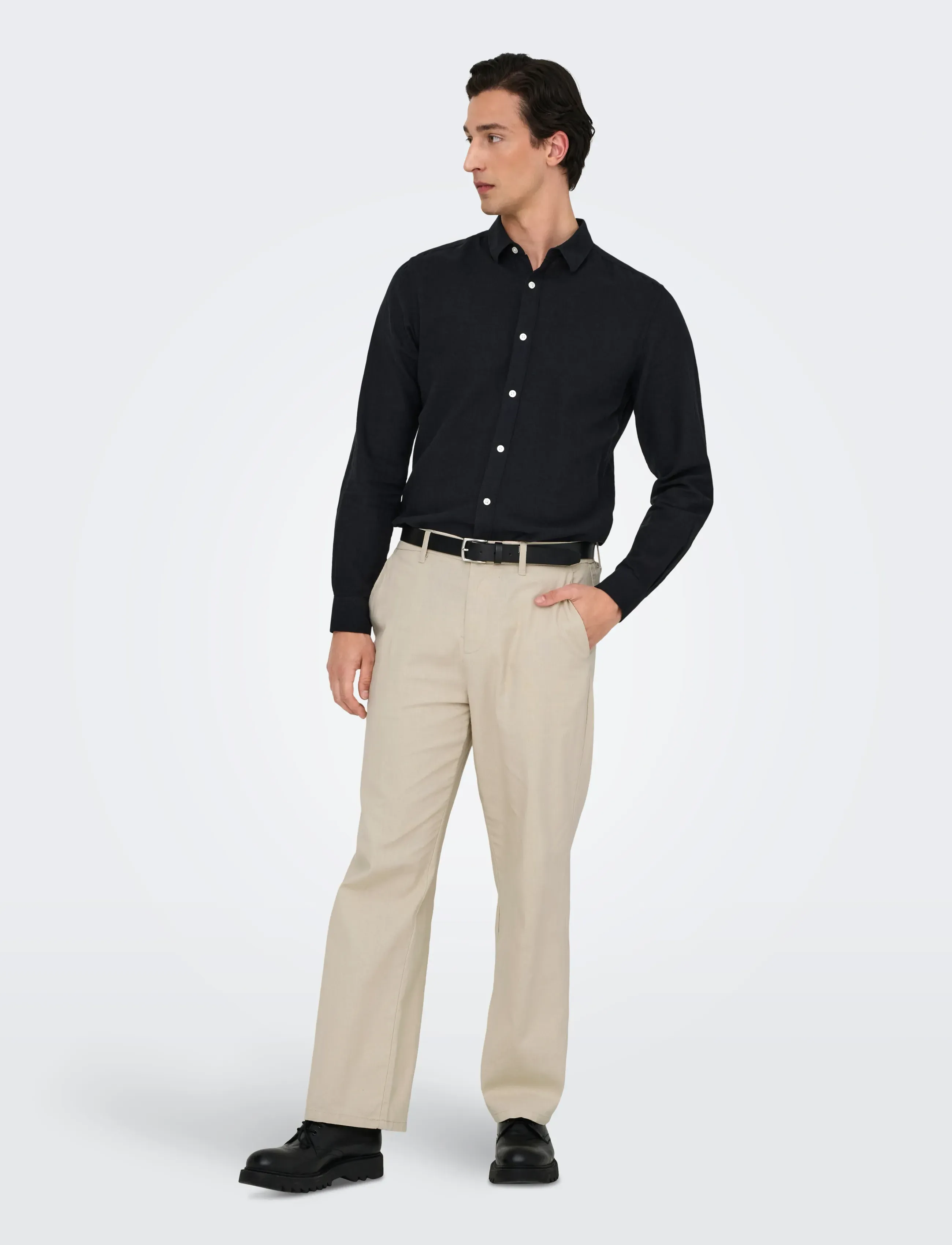 ONLY & SONS - ONSBOB LOOSE COT LIN 0007 PANT NOOS - hørbukser - silver lining - 4